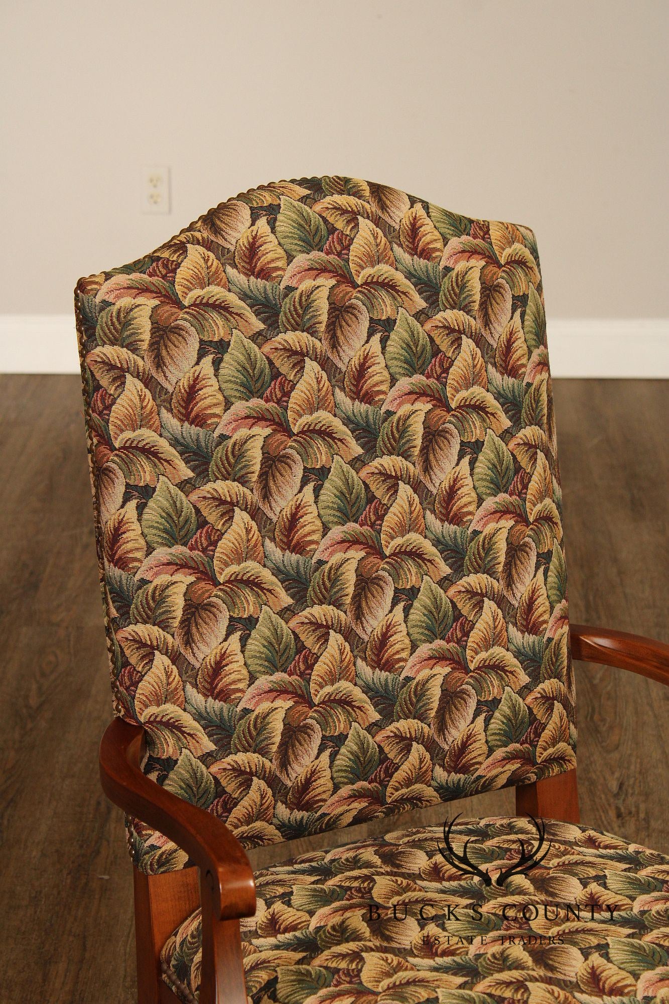 Pair of Ethan Allen Legacy Collection Upholstered Armchairs with Cabriole Legs