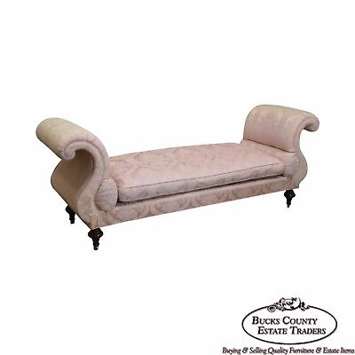 Baker Large Rolled Arm Regency Style Daybed Recamier Bench