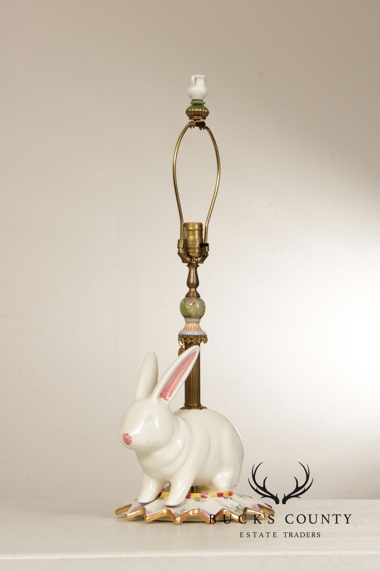 Makenzie Childs Porcelain Bunny Lamp