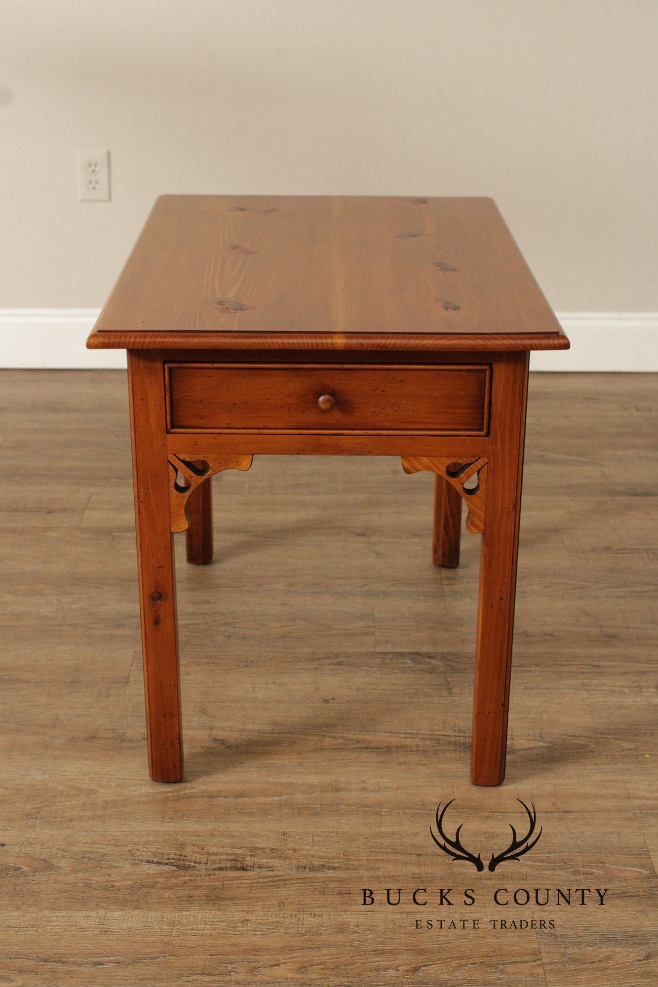 William Draper Chippendale Style Pair of Pine Side Tables