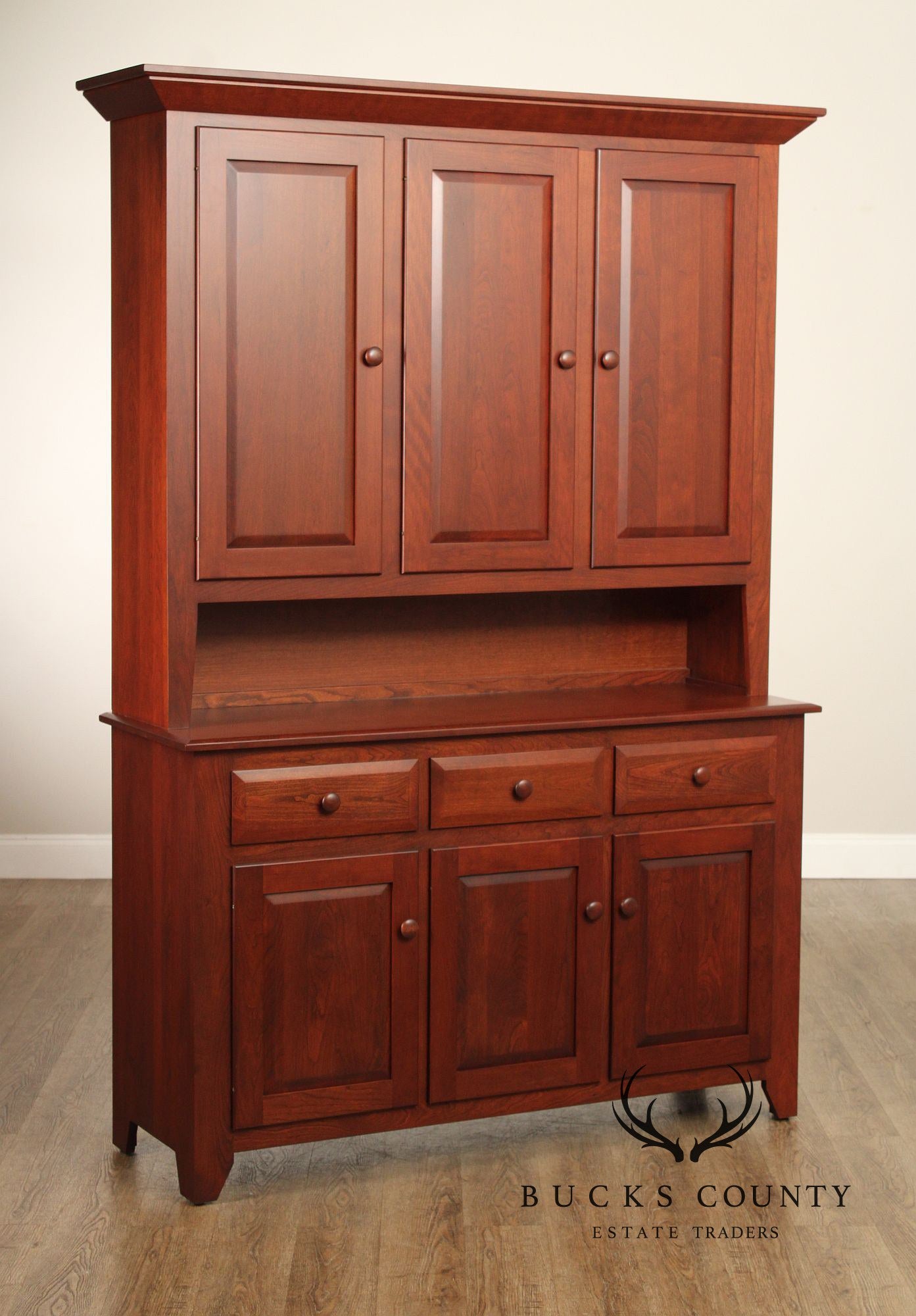 Early American Style Custom Cherry Stepback Cupboard