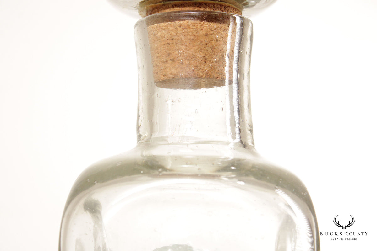 Mexican Vintage Blown Glass Stoppered Bottle or Decanter