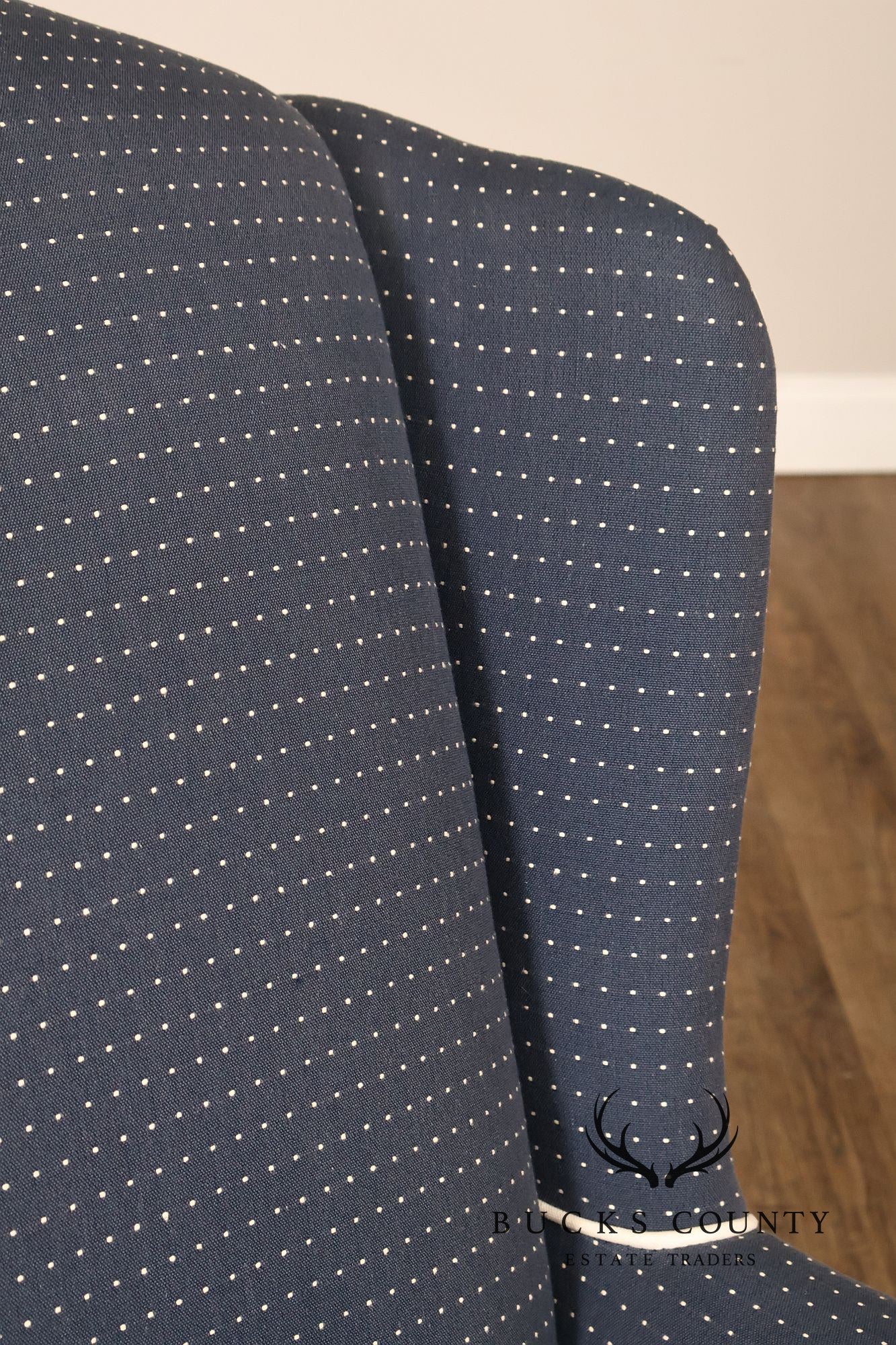 Vintage Queen Anne Style Upholstered Wing Chair