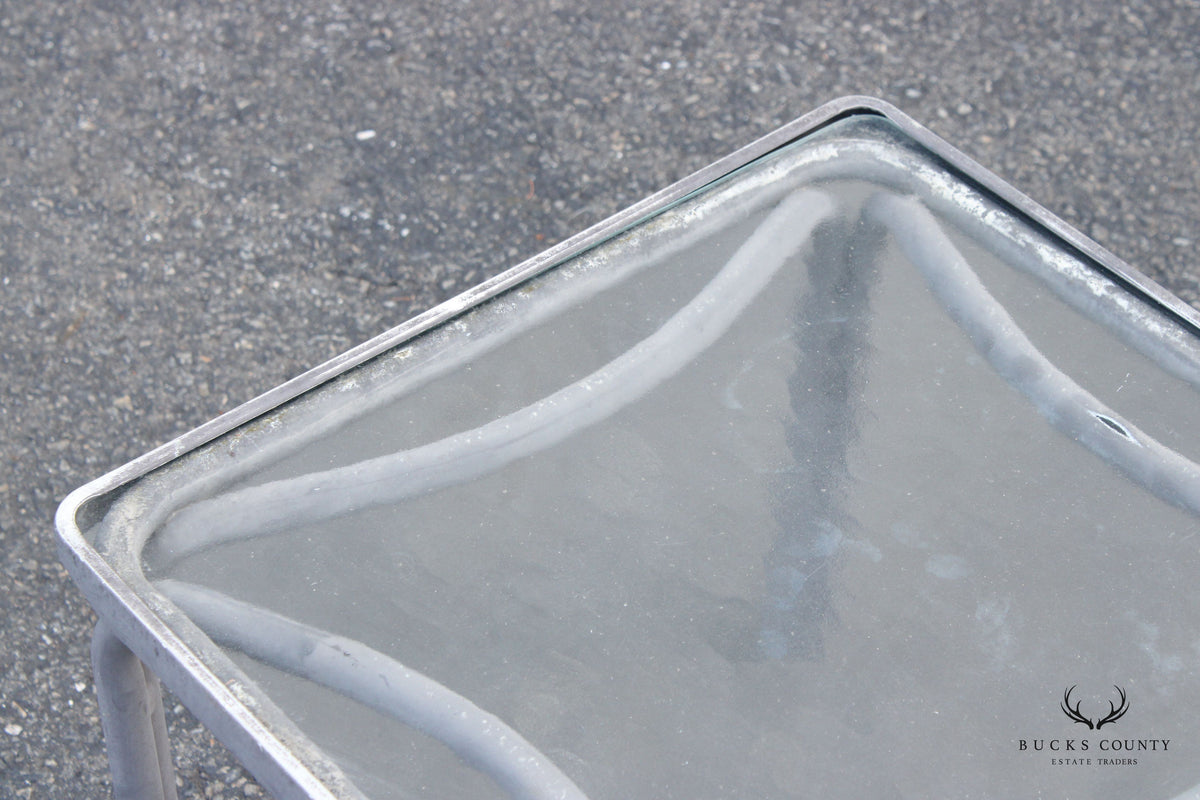 Brown Jordan Glass Top Aluminum Outdoor Side Table