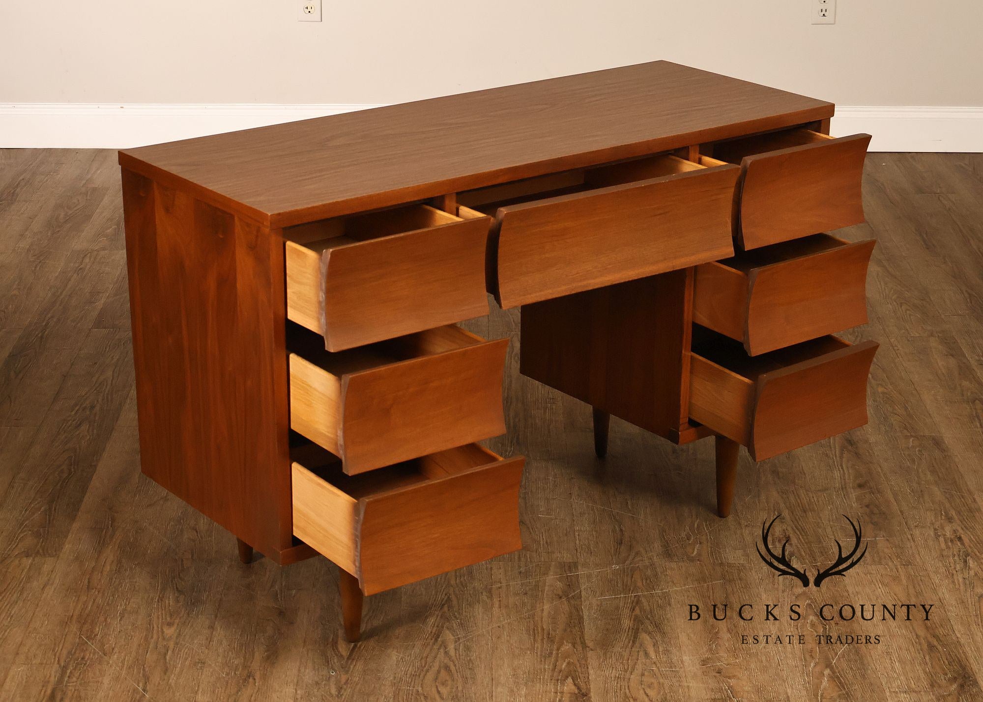 Mid Century Modern Sculpted Front Writing Desk