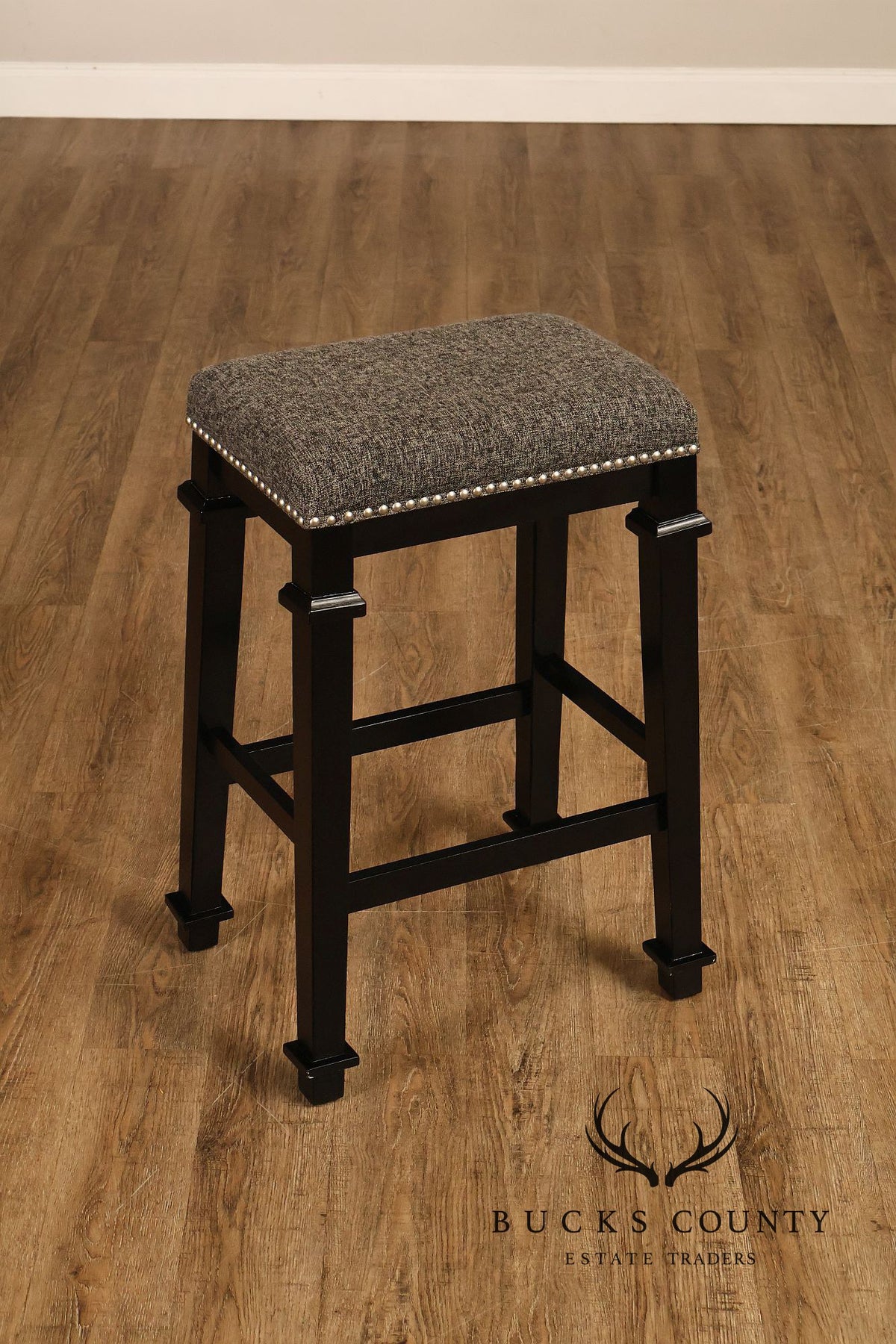 Linon Home Decor Set Of 4 Black Wood Upholstered Counter Stools