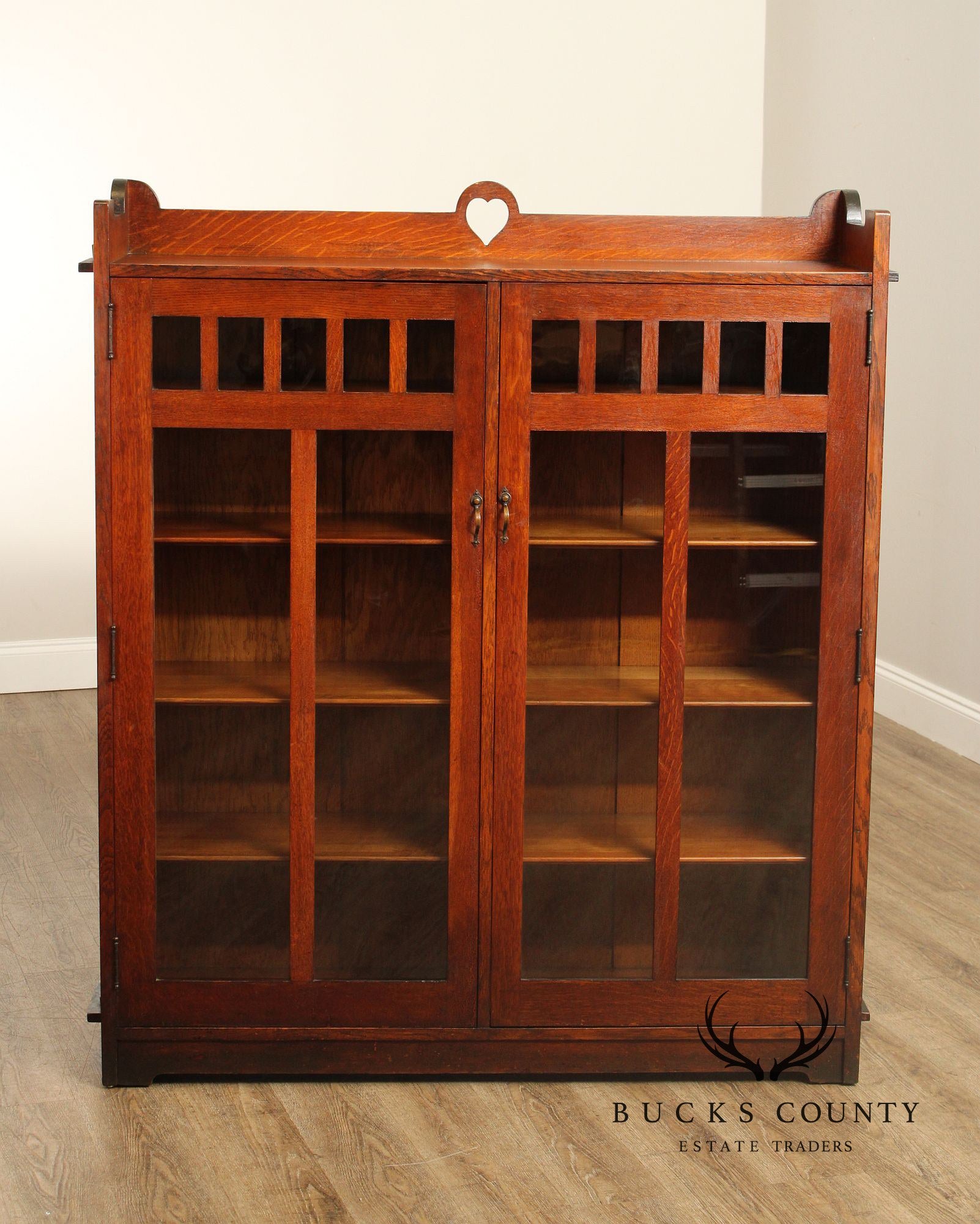 Stickley Brothers Antique Mission Oak Glass Door Bookcase