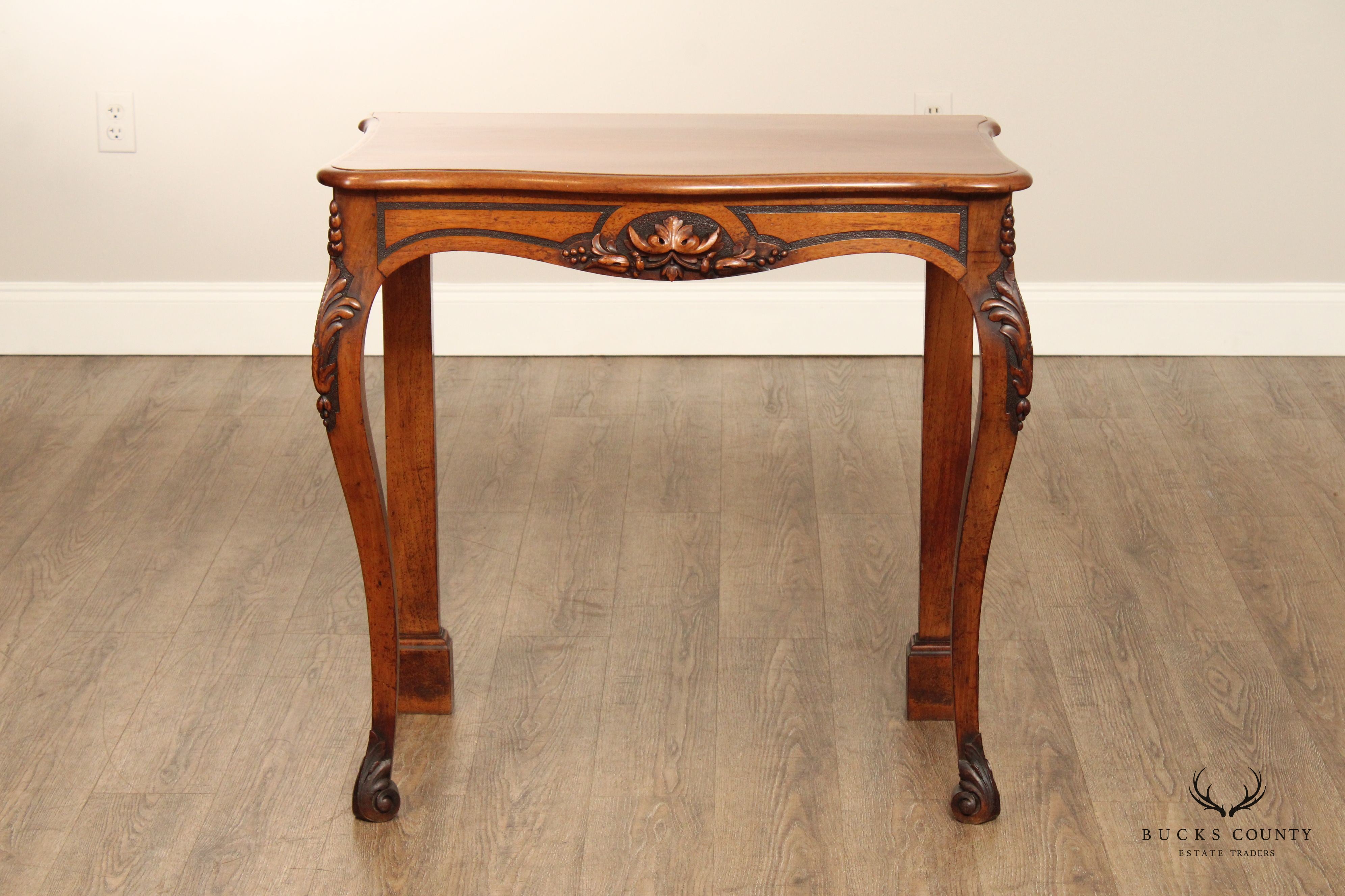 Antique French Carved Walnut Console Table