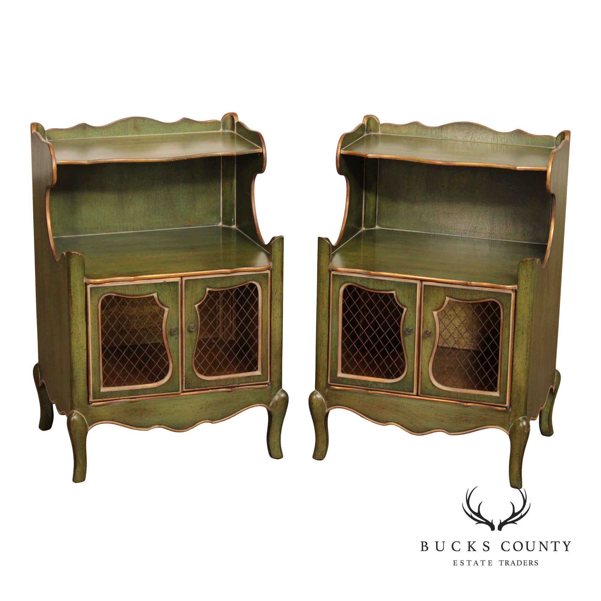 French Louis XV Style Vintage Pair Of Painted Nightstands