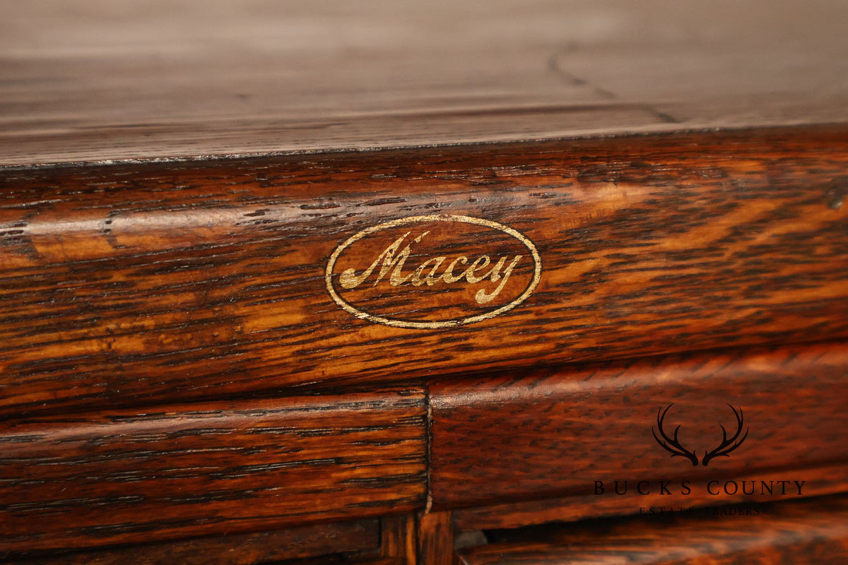 Antique Early 1900s Macey Oak Multi-Drawer Stacking Filing Cabinet