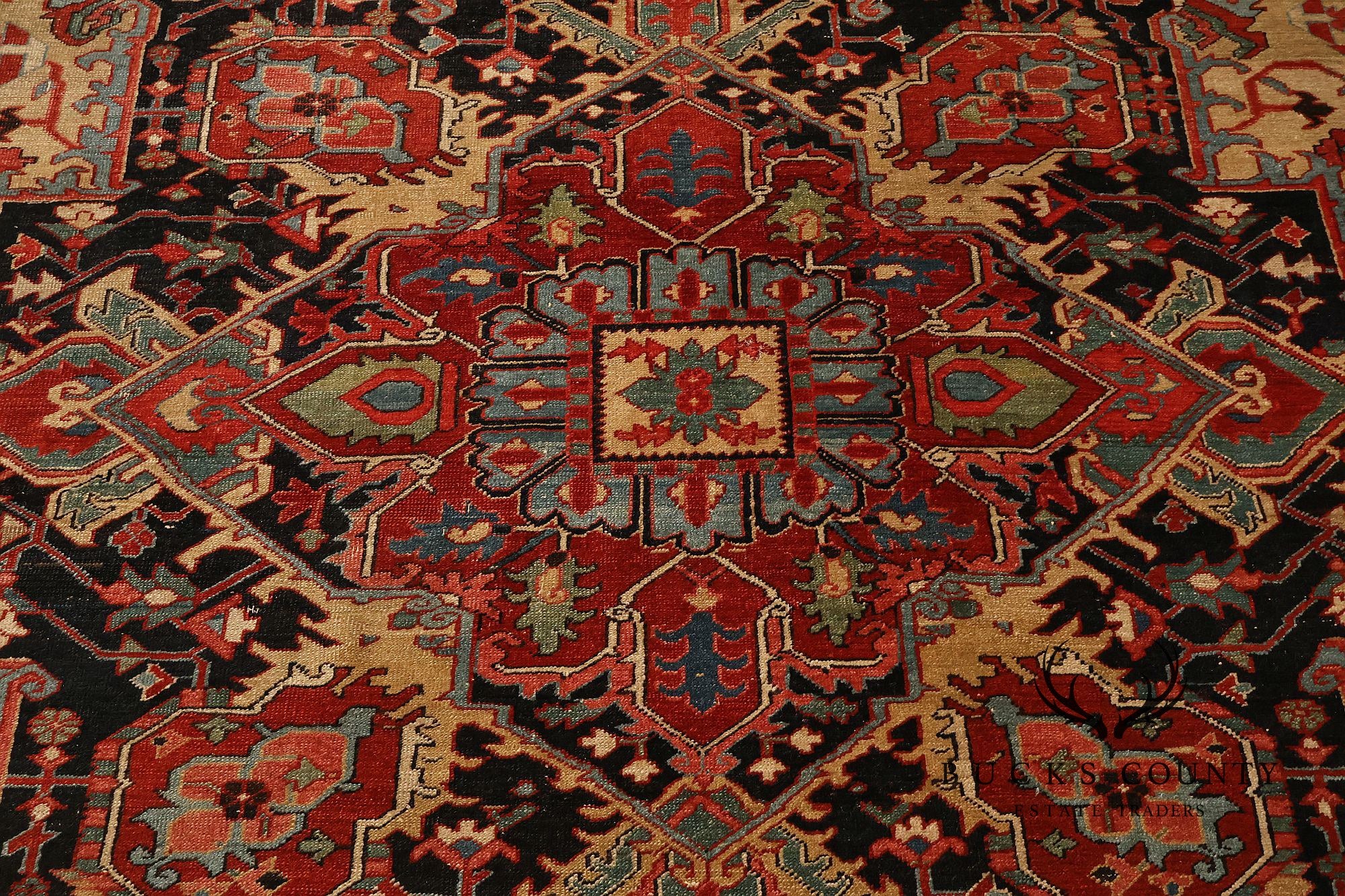 Antique Persian Heriz Hand-Knotted Area Rug – 9'1" x 12'10"