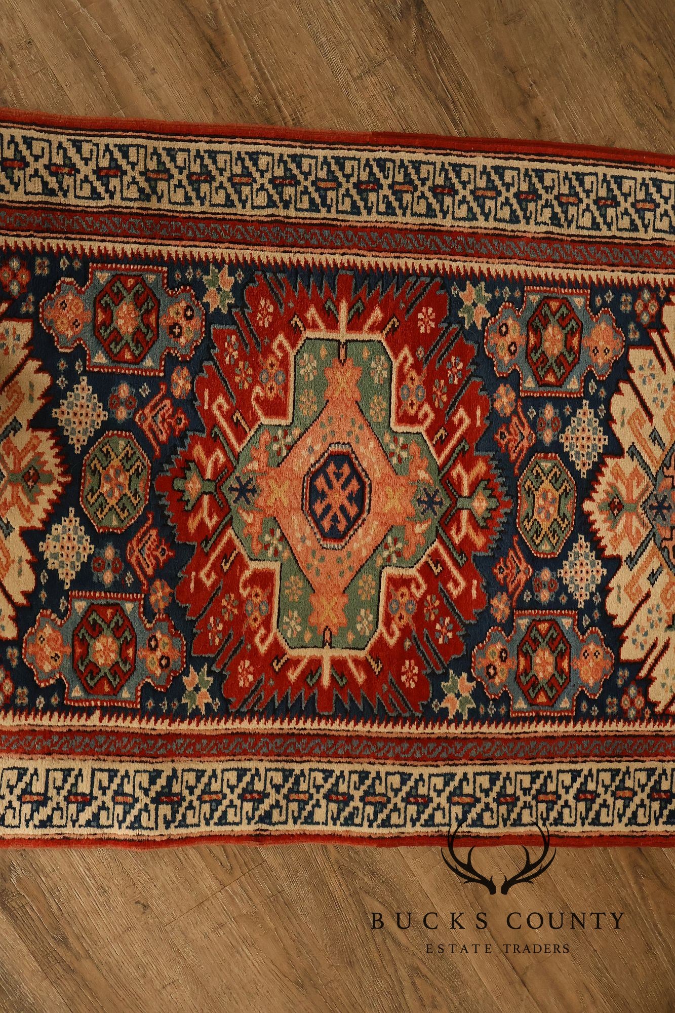 Vintage Hand Tied Wool Kazak Tribal Long Runner Rug
