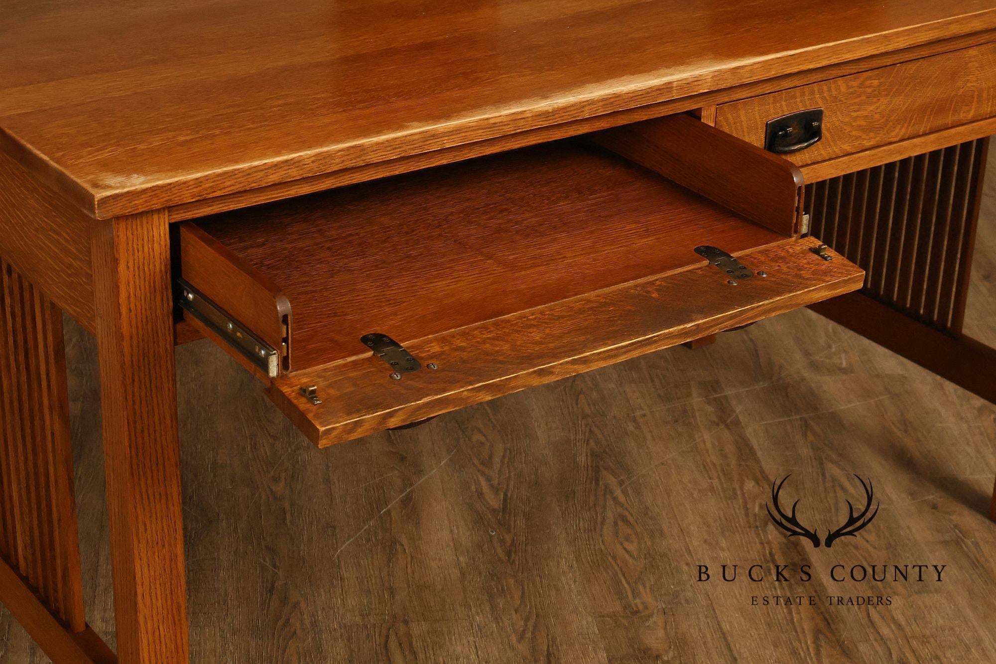 Stickley Mission Collection Oak Spindle Desk with Hutch