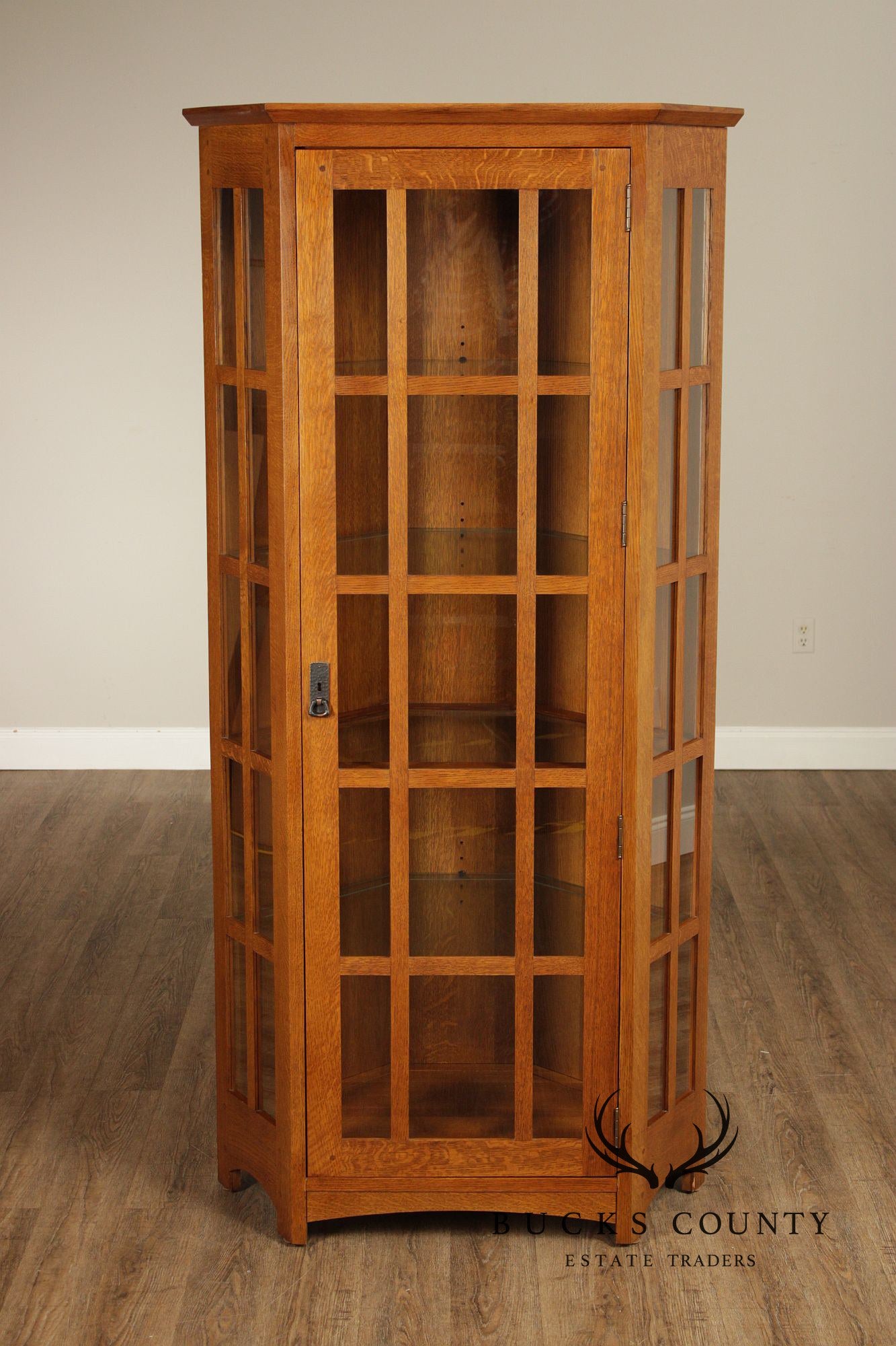 Stickley Mission Collection Oak Corner Curio Cabinet
