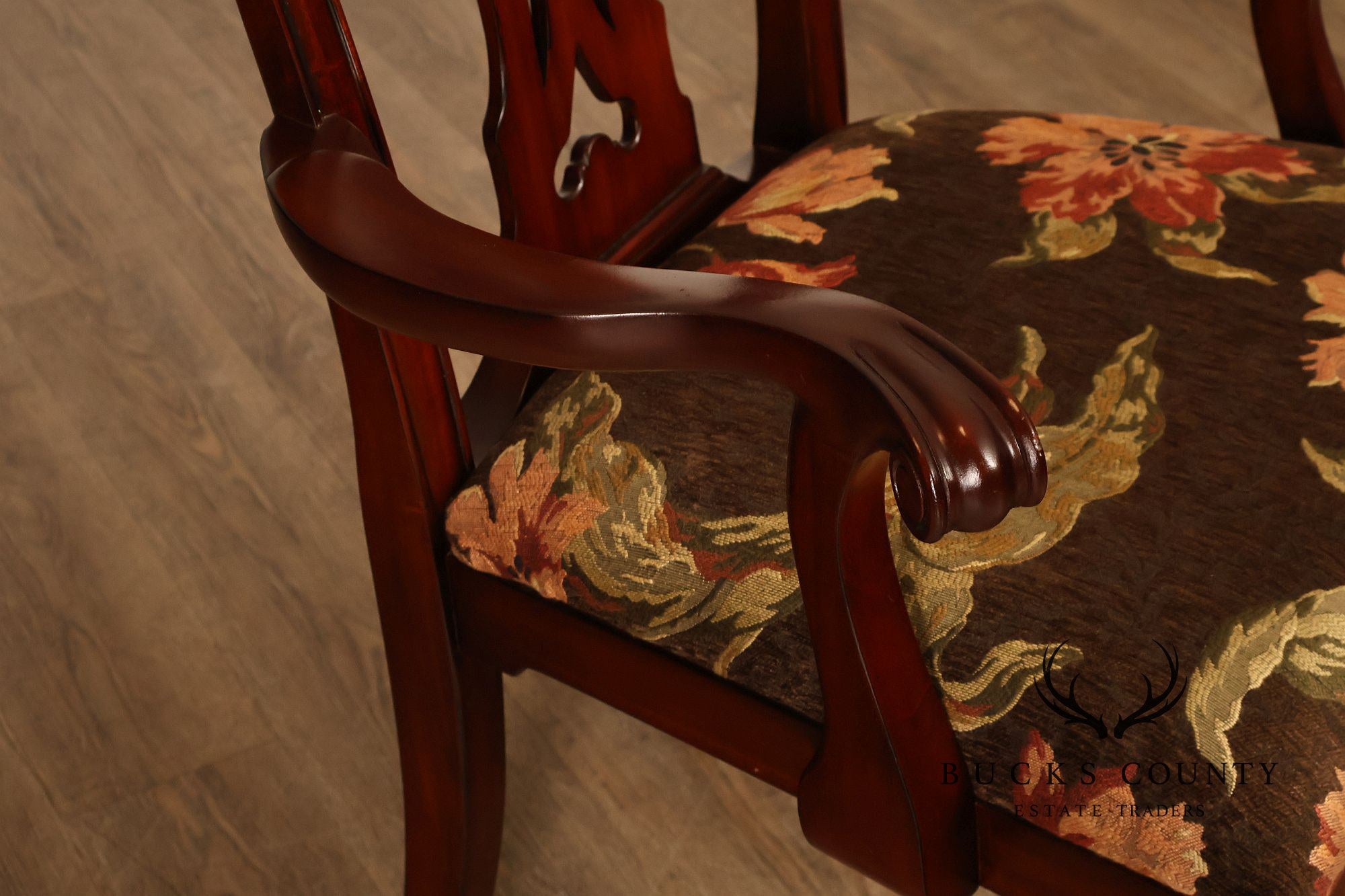 Maitland Smith Chippendale Style Set of Eight Mahogany Dining Chairs