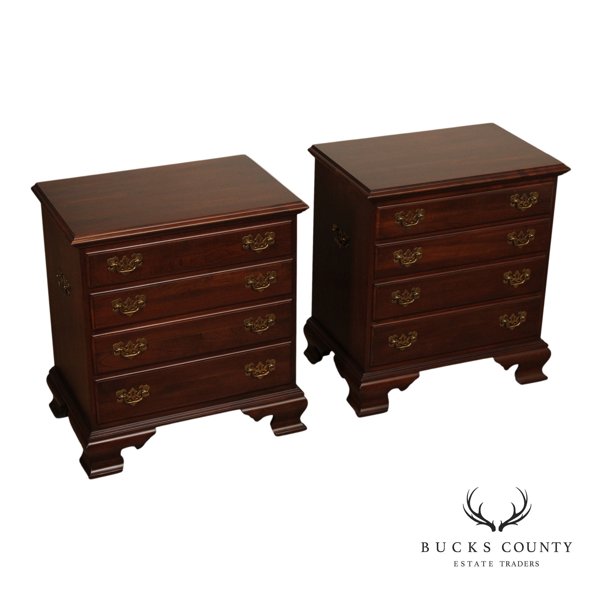 Ethan Allen Georgian Court Pair of Cherry Nightstands Chests
