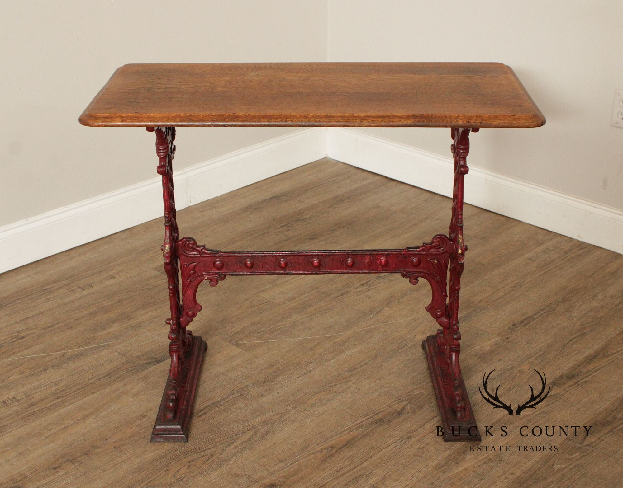 Antique Gaskell & Chambers Oak and Cast Iron Pub Table