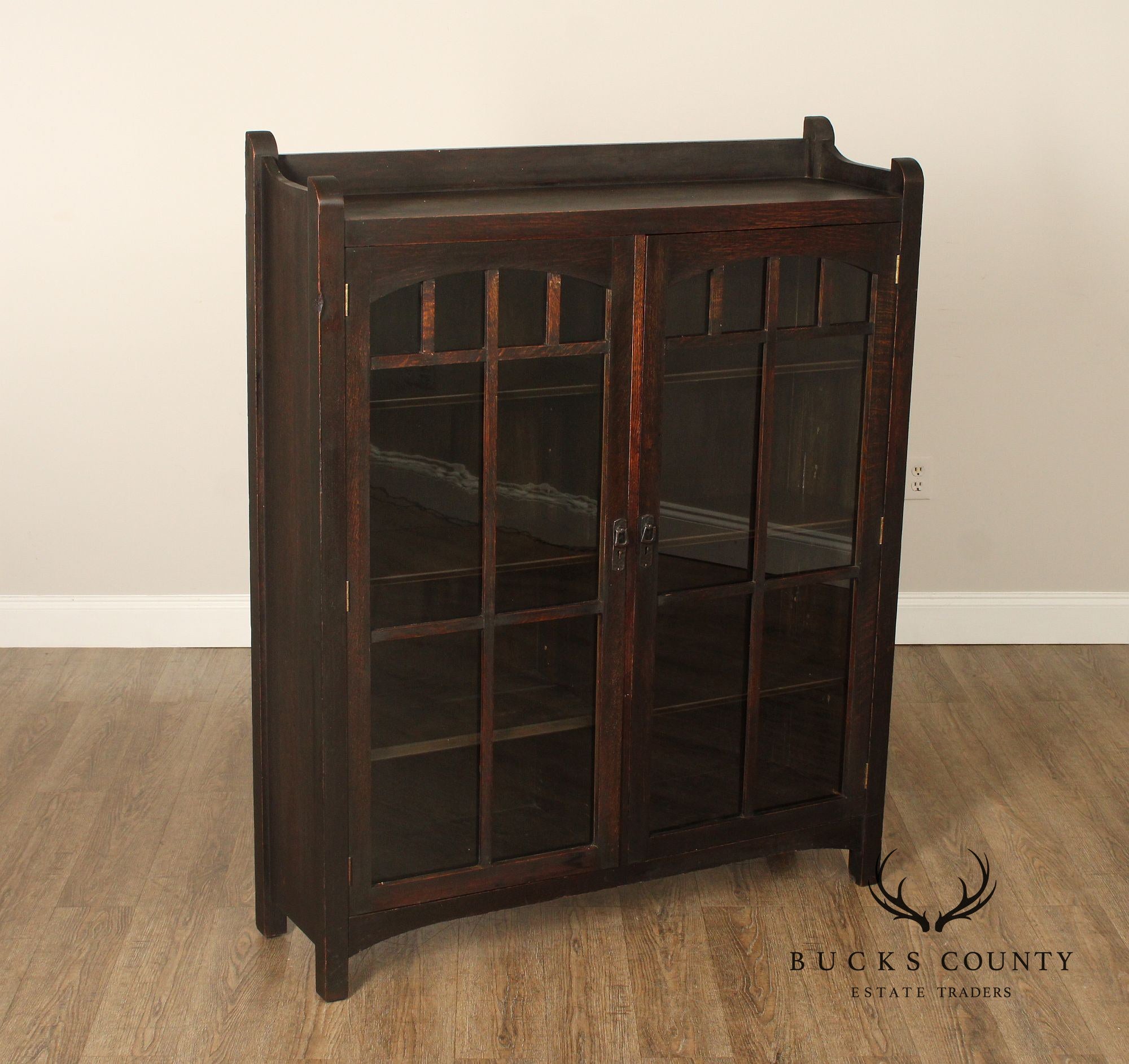 Antique Mission Oak Glass Door Bookcase