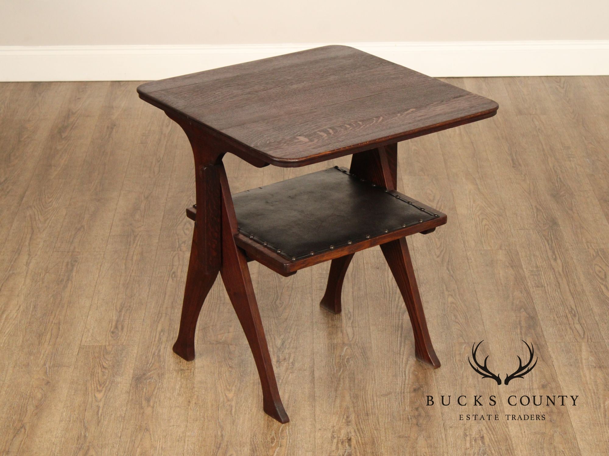 English Arts And Crafts Oak and Leather Metamorphic Armchair  Game Table