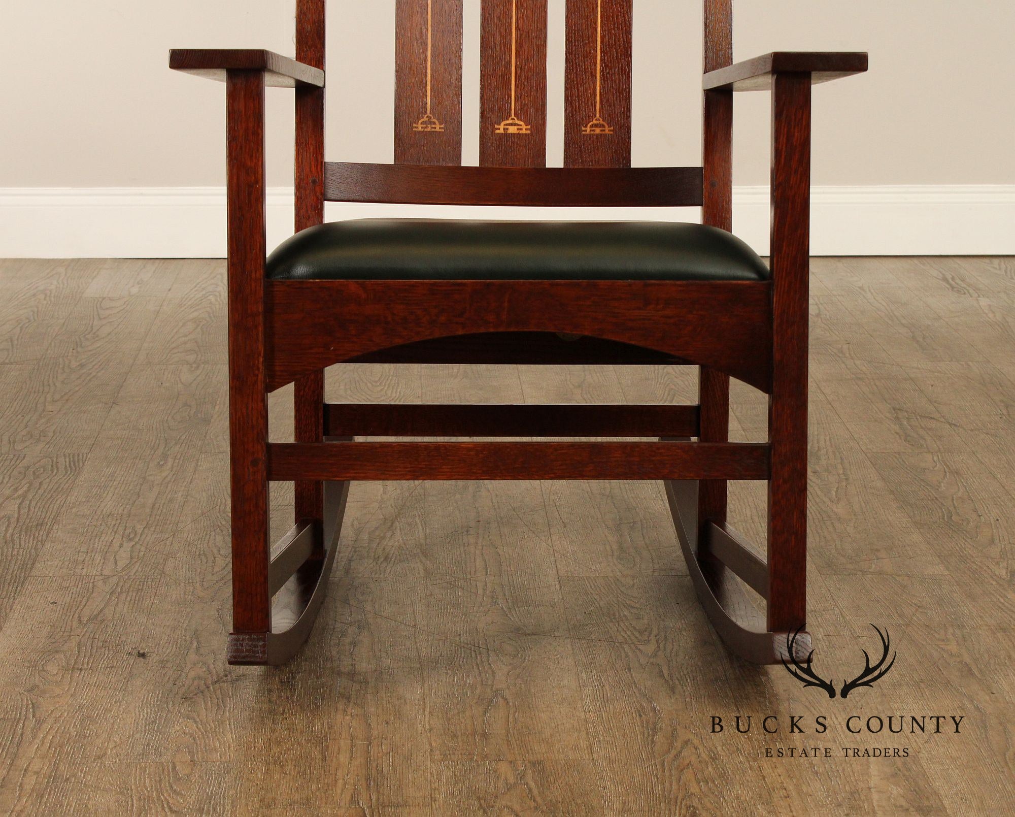 Stickley Mission Collection Harvey Ellis Inlaid Oak Rocker