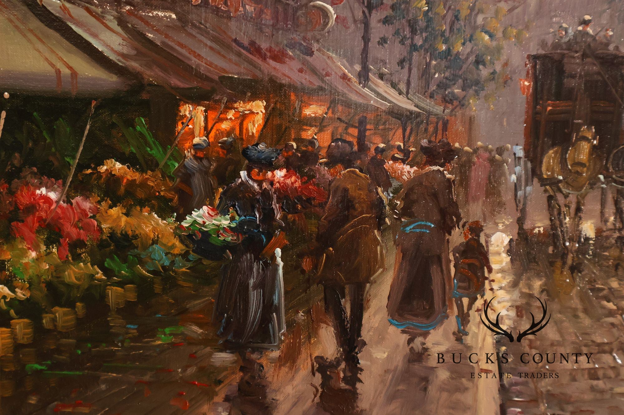 E. Payes Framed Parisian Street Scene Oil Painting