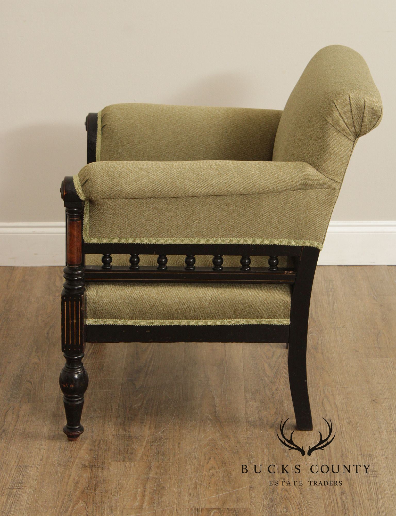 Victorian Eastlake Pair of Upholstered Armchairs