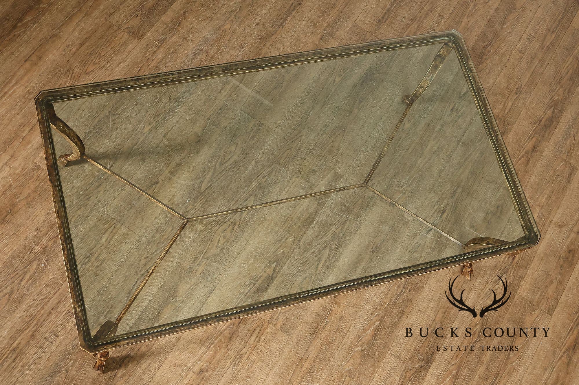 Minton Spindell 'Durant' Glass Top Iron Coffee Table