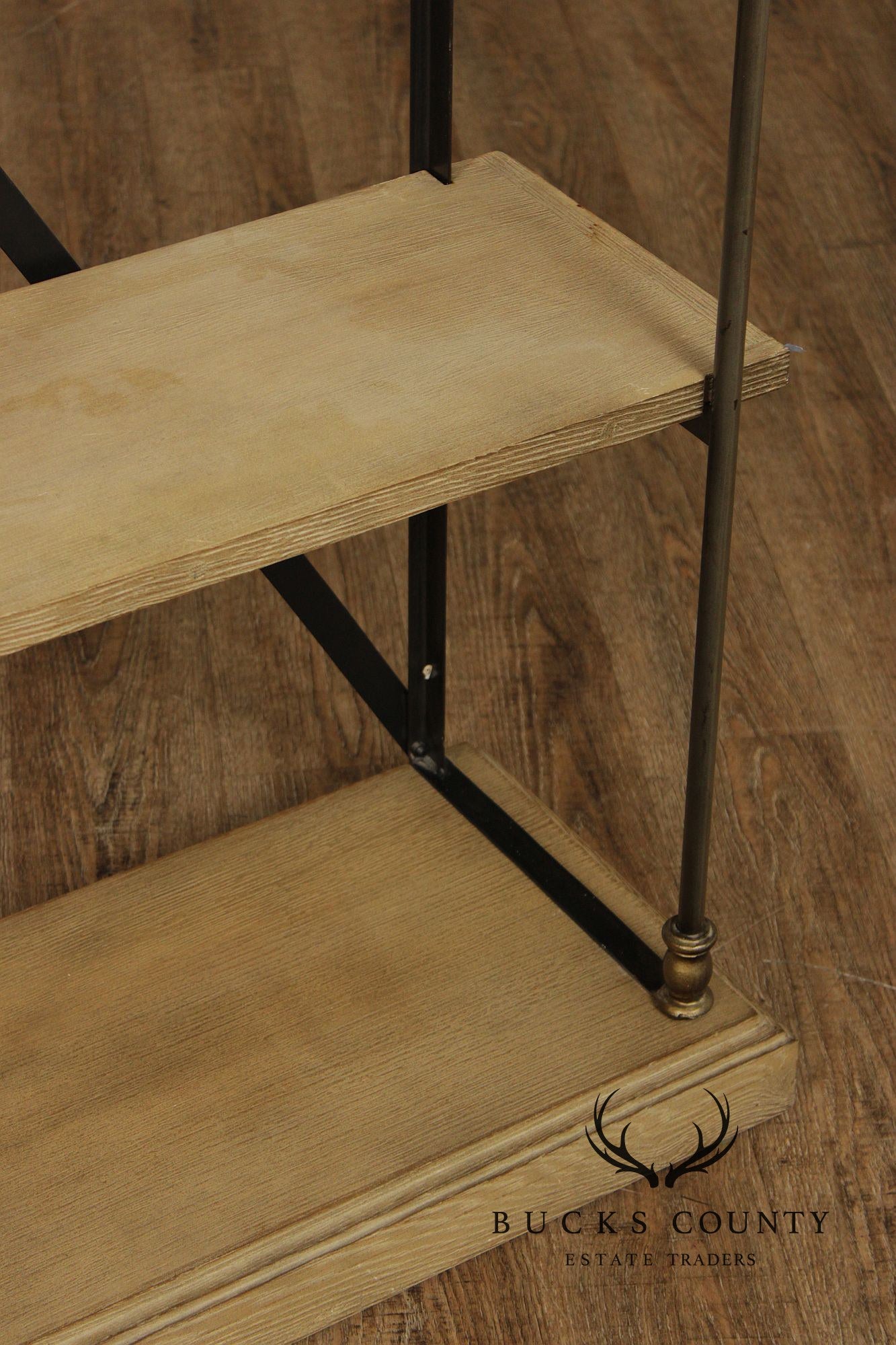 Transitional Industrial Style Iron And Wood Etagere Bookcase