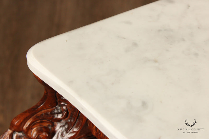 Italian Rococo Style Marble Top Console Table