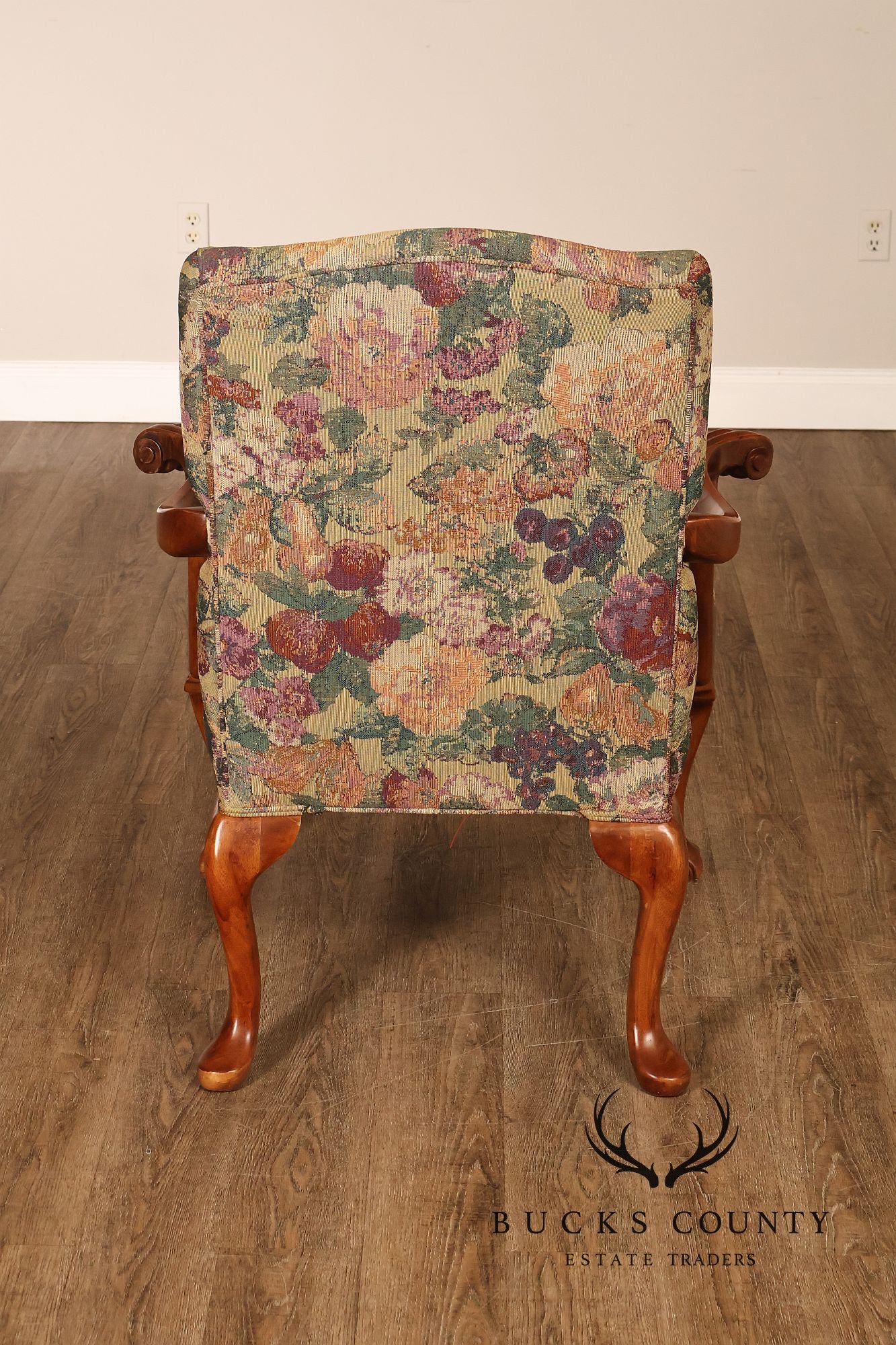 Chippendale Style Pair of Carved Frame Library Armchairs