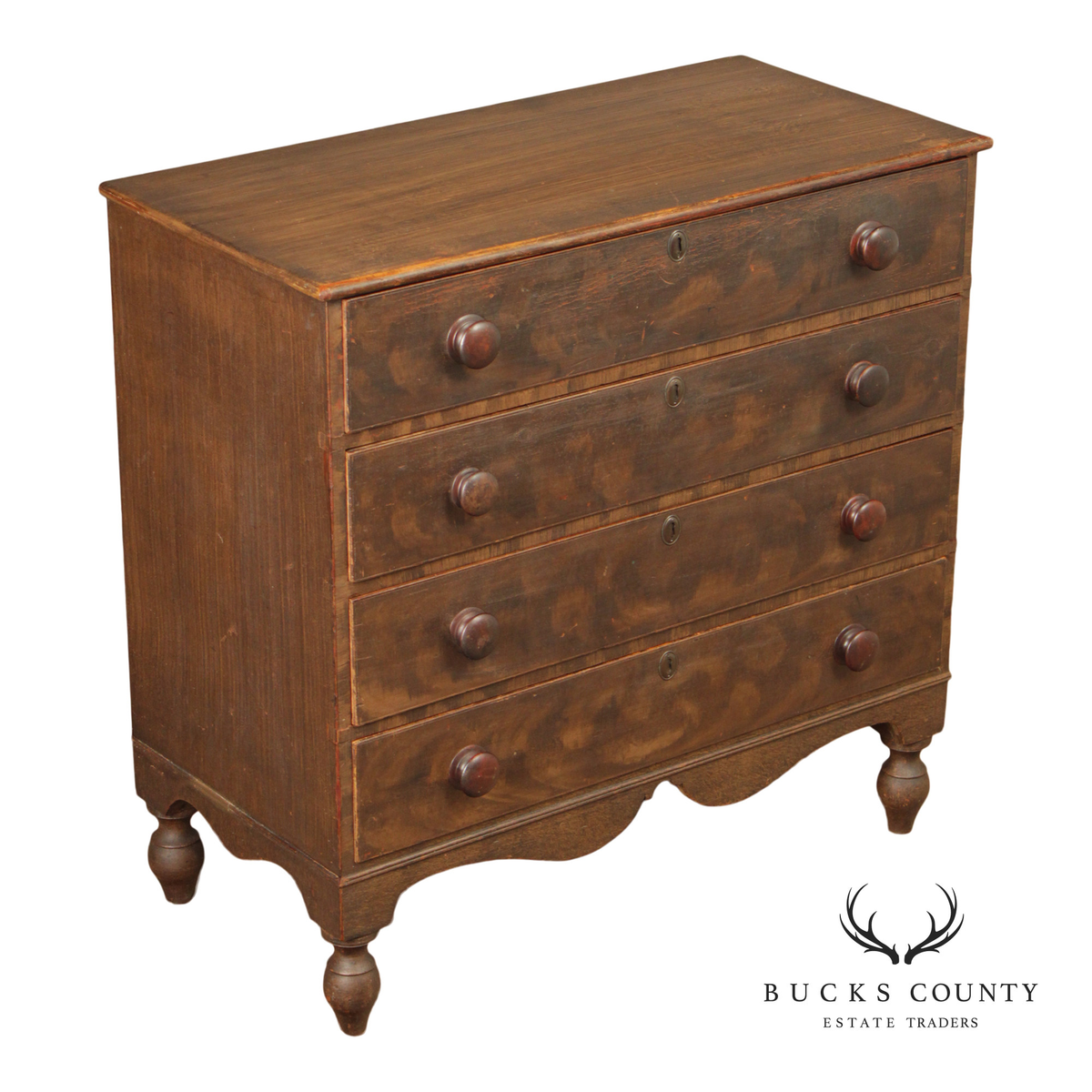 Antique American Grain Painted Four-Drawer Chest Of Drawers