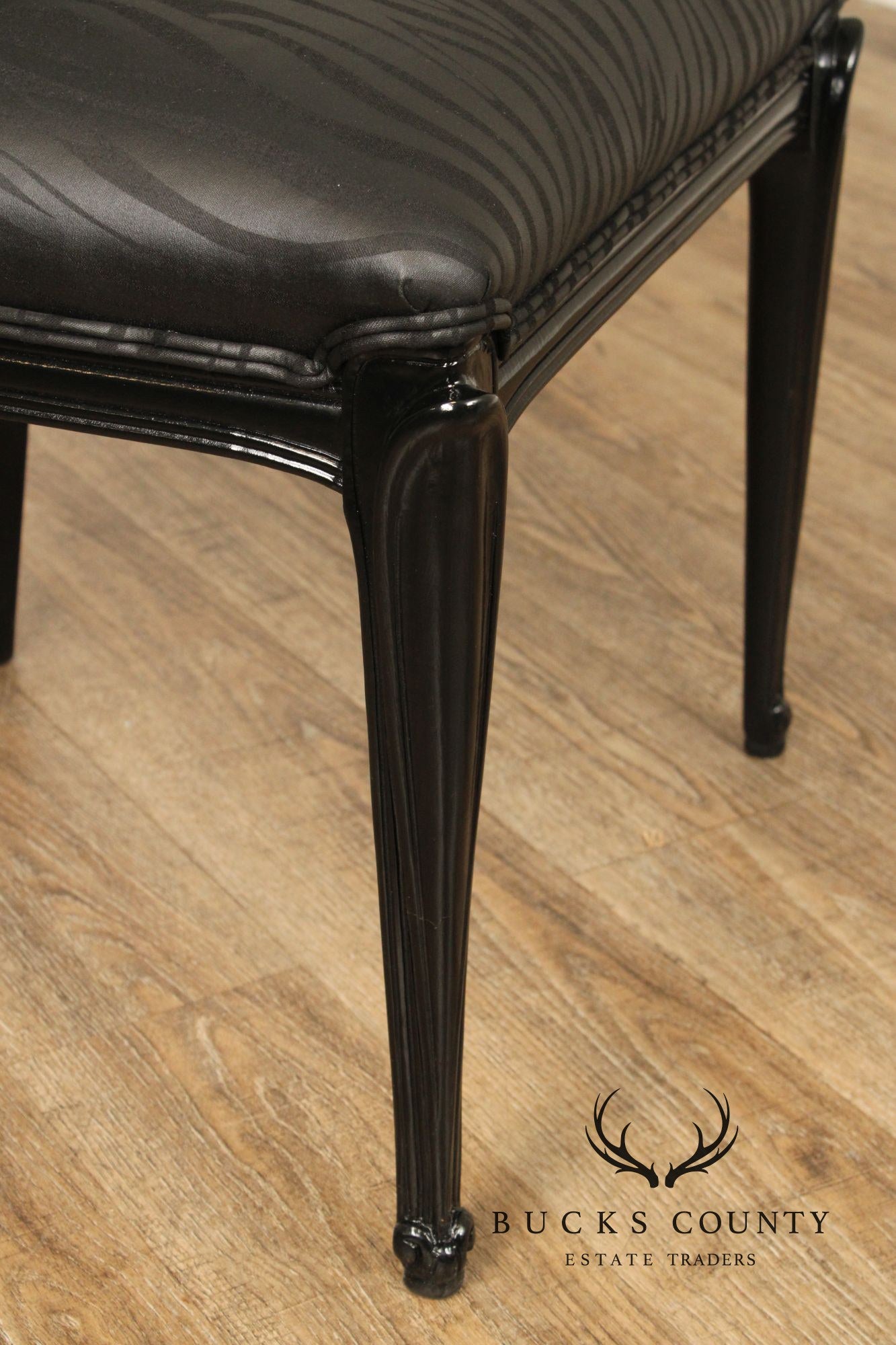 Italian Art Deco Style Set of Eight Ebonized Dining Chairs