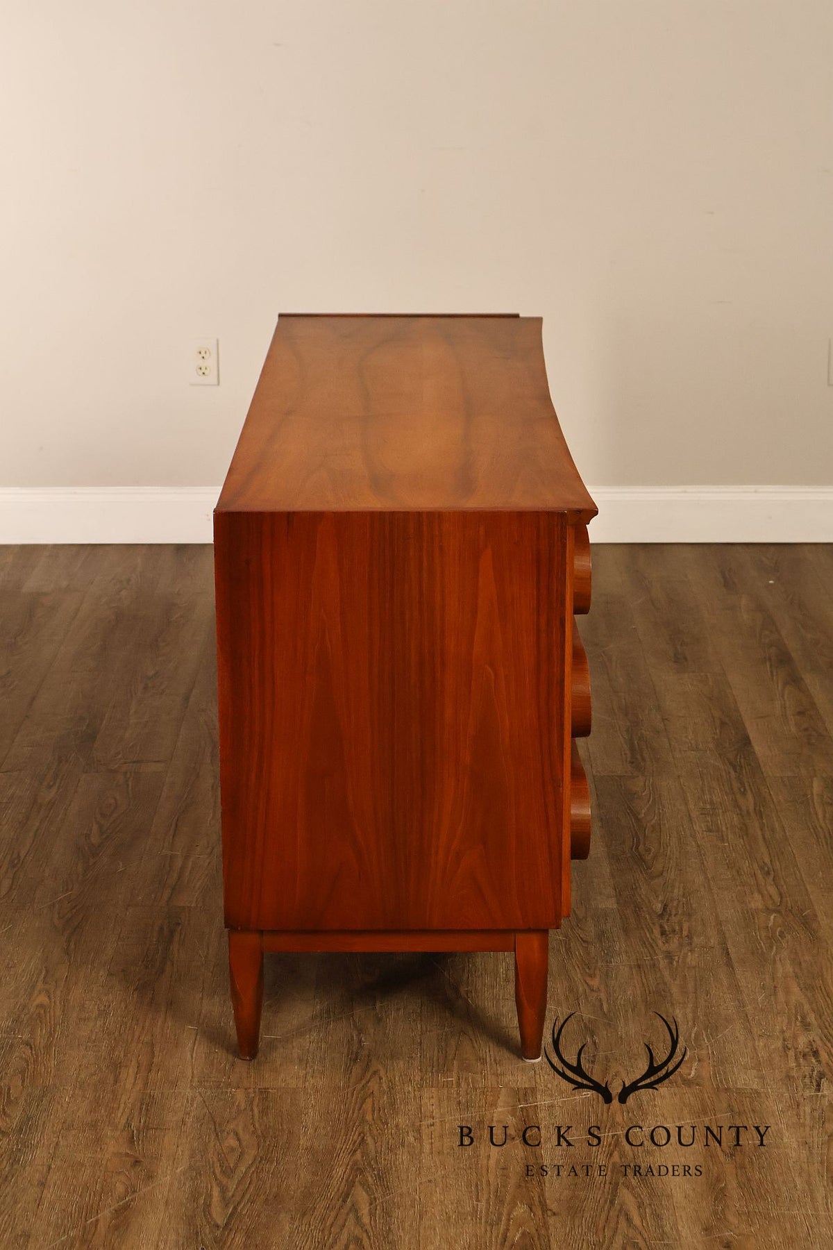 Mid-Century Modern Walnut Bentwood Sculpted Handle Sideboard