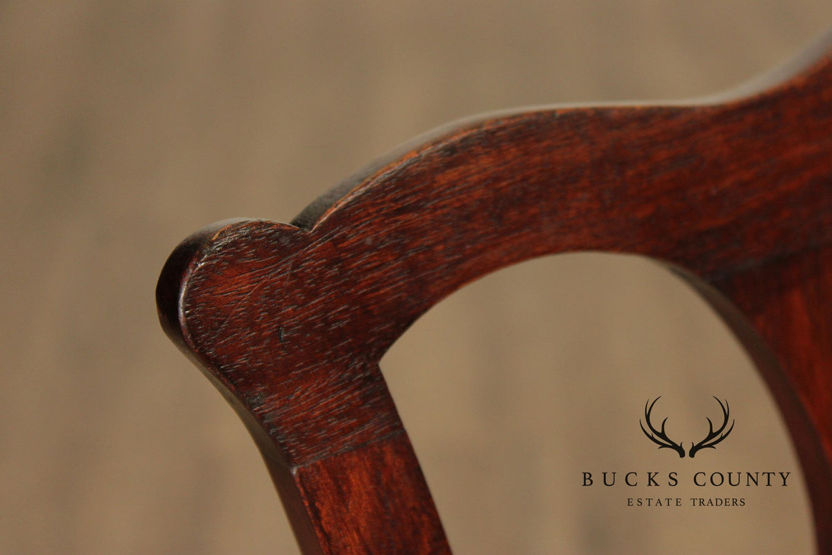 Vintage Chippendale Style Set Of Six Mahogany Dining Chairs