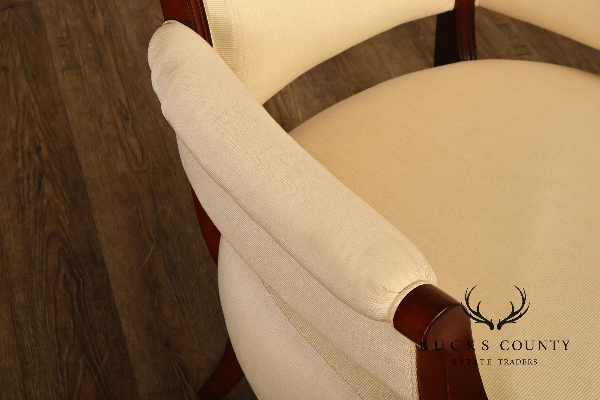 Baker French Art Deco Style Pair of Mahogany Armchairs