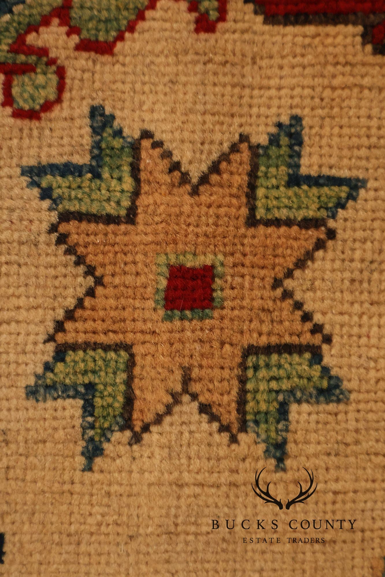 Afghan Kazak Style Wool Area Rug With Central Medallion 6x9