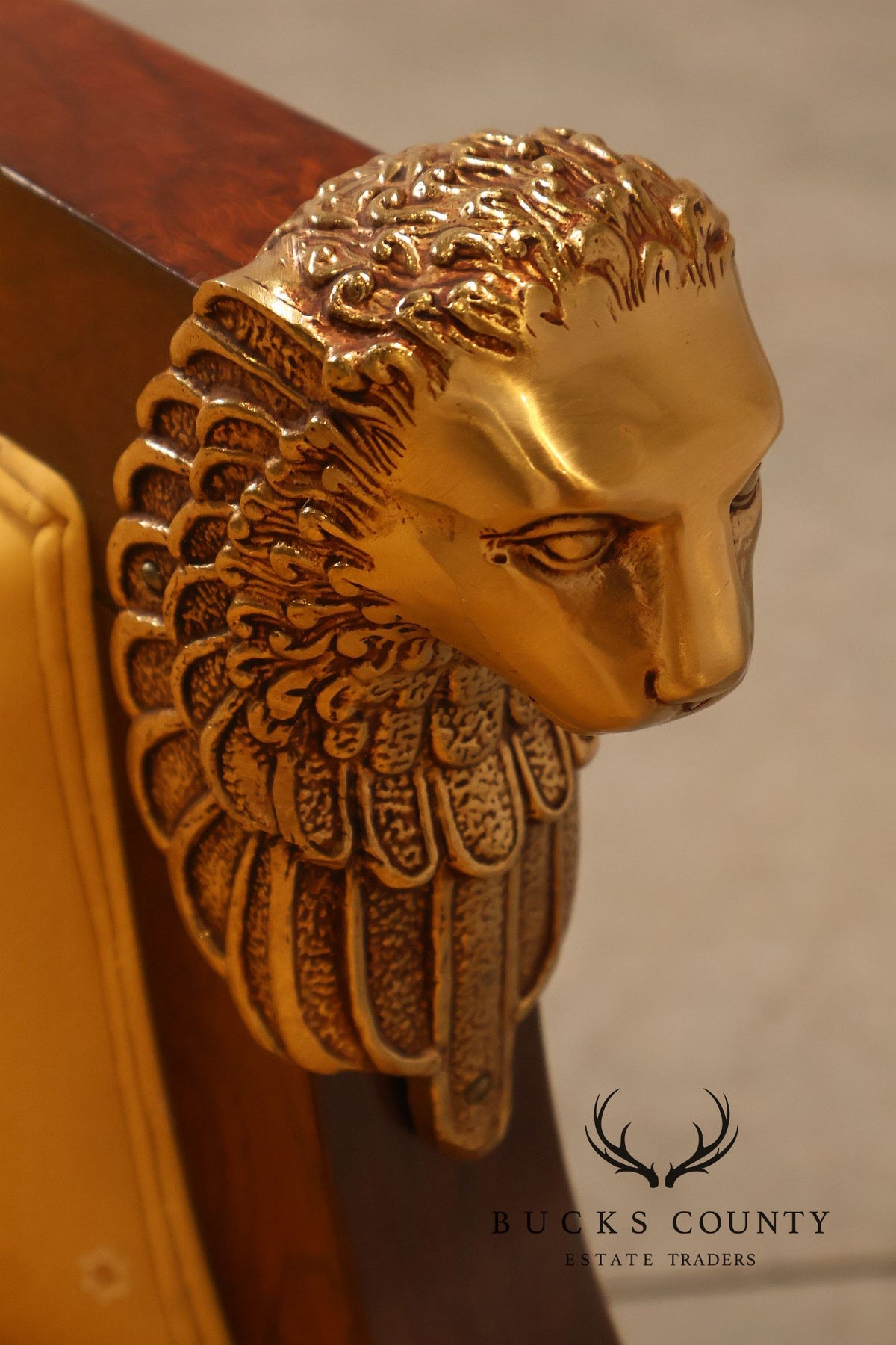 Neoclassical Empire Style Mahogany Chaise Lounge With Gilt Paw Feet