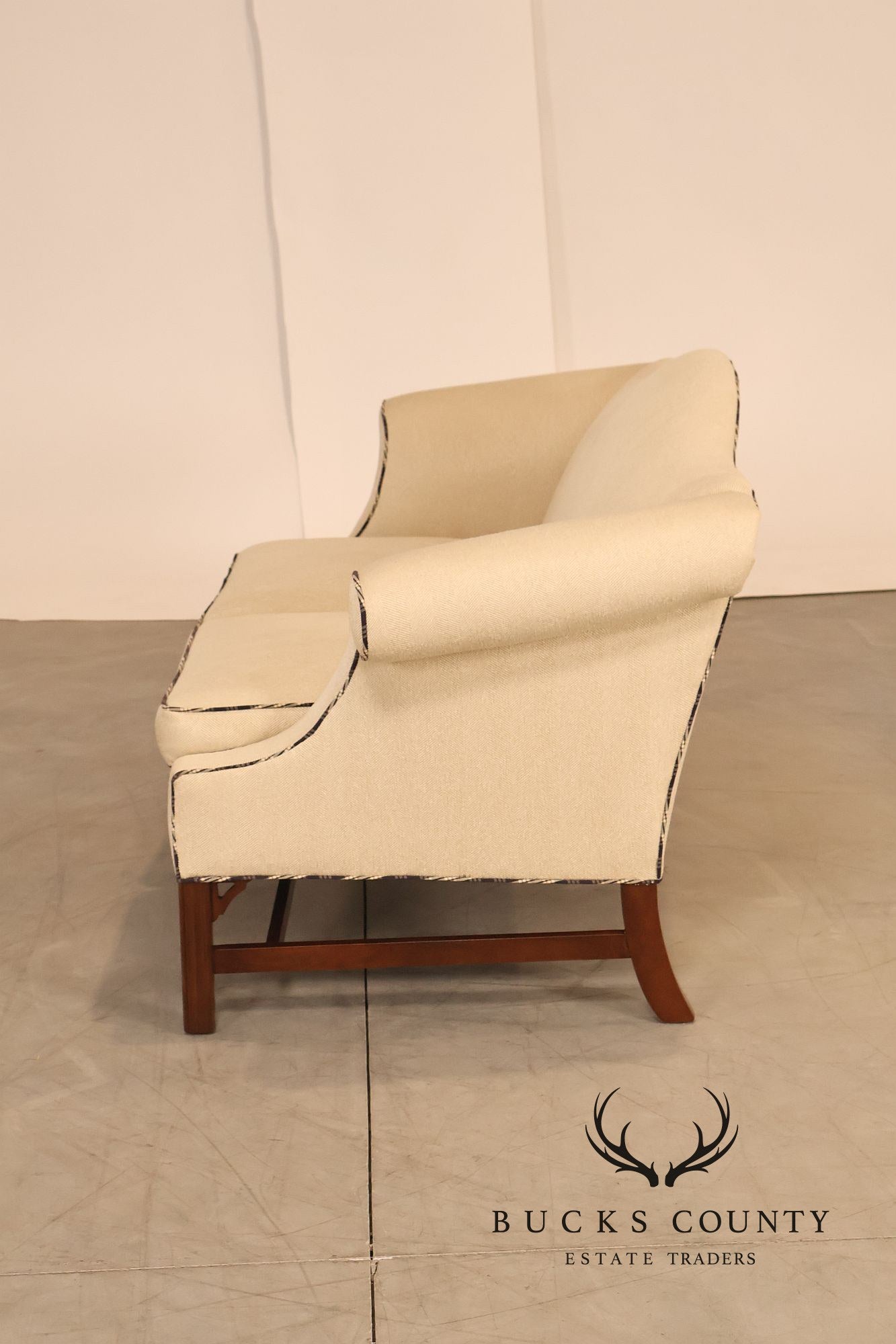 Ethan Allen Vintage Chippendale Style Upholstered Loveseat