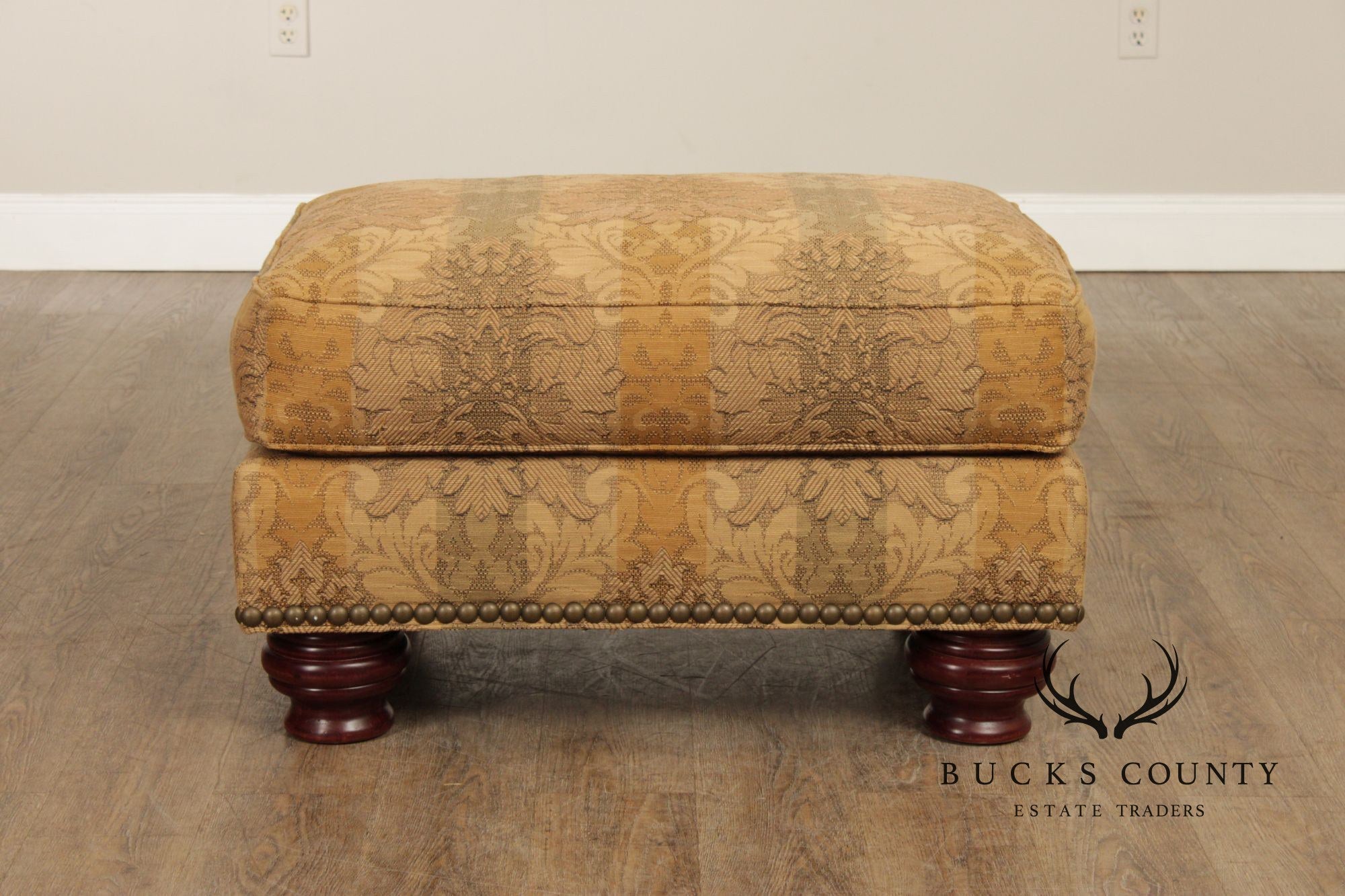 Thomasville Traditional Style Pair of Upholstered Ottomans