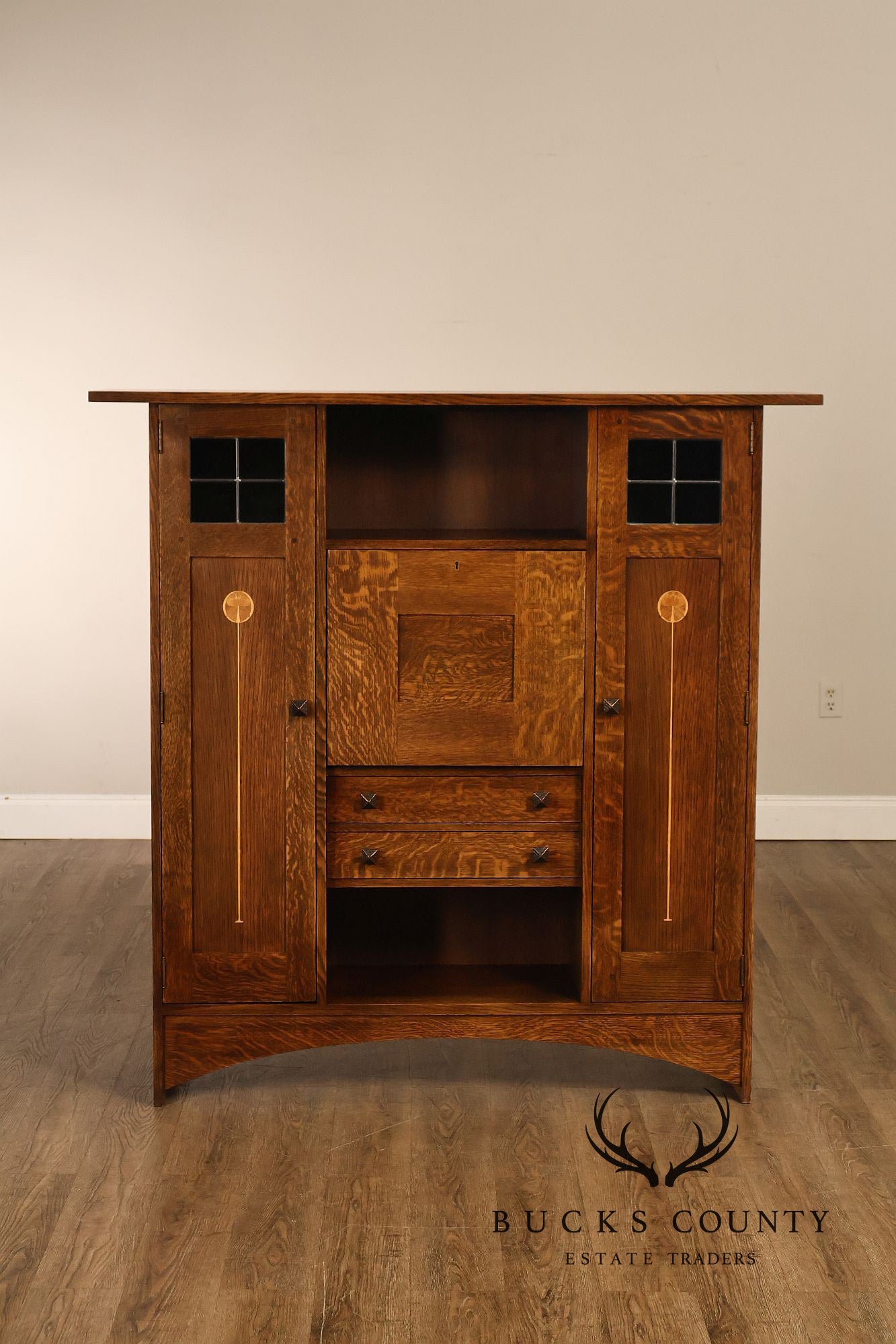 Stickley Harvey Ellis Mission Collection Oak Fall Front Secretary Bookcase