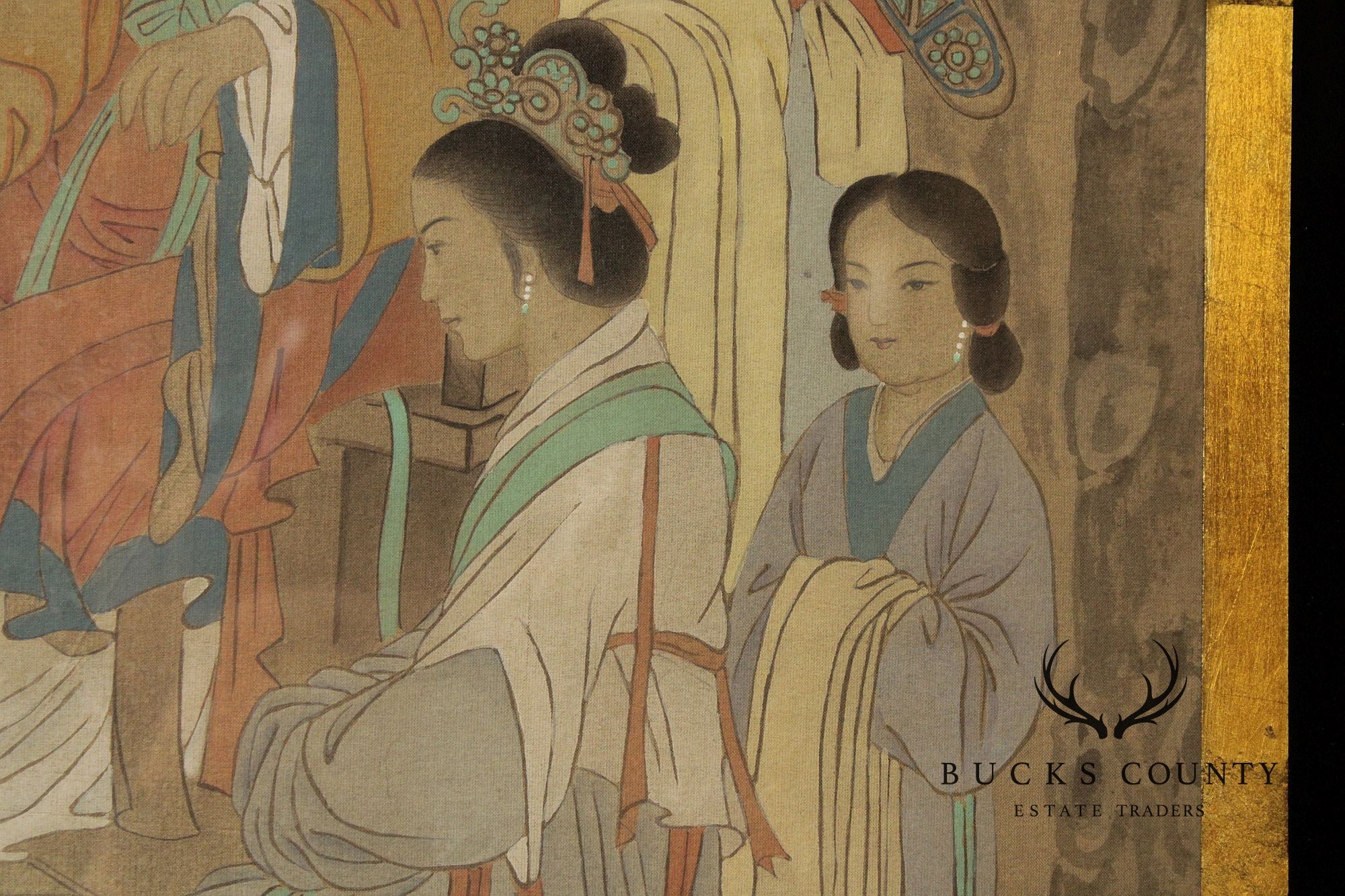 Framed Asian Figural Print After “Refusing The Seat”