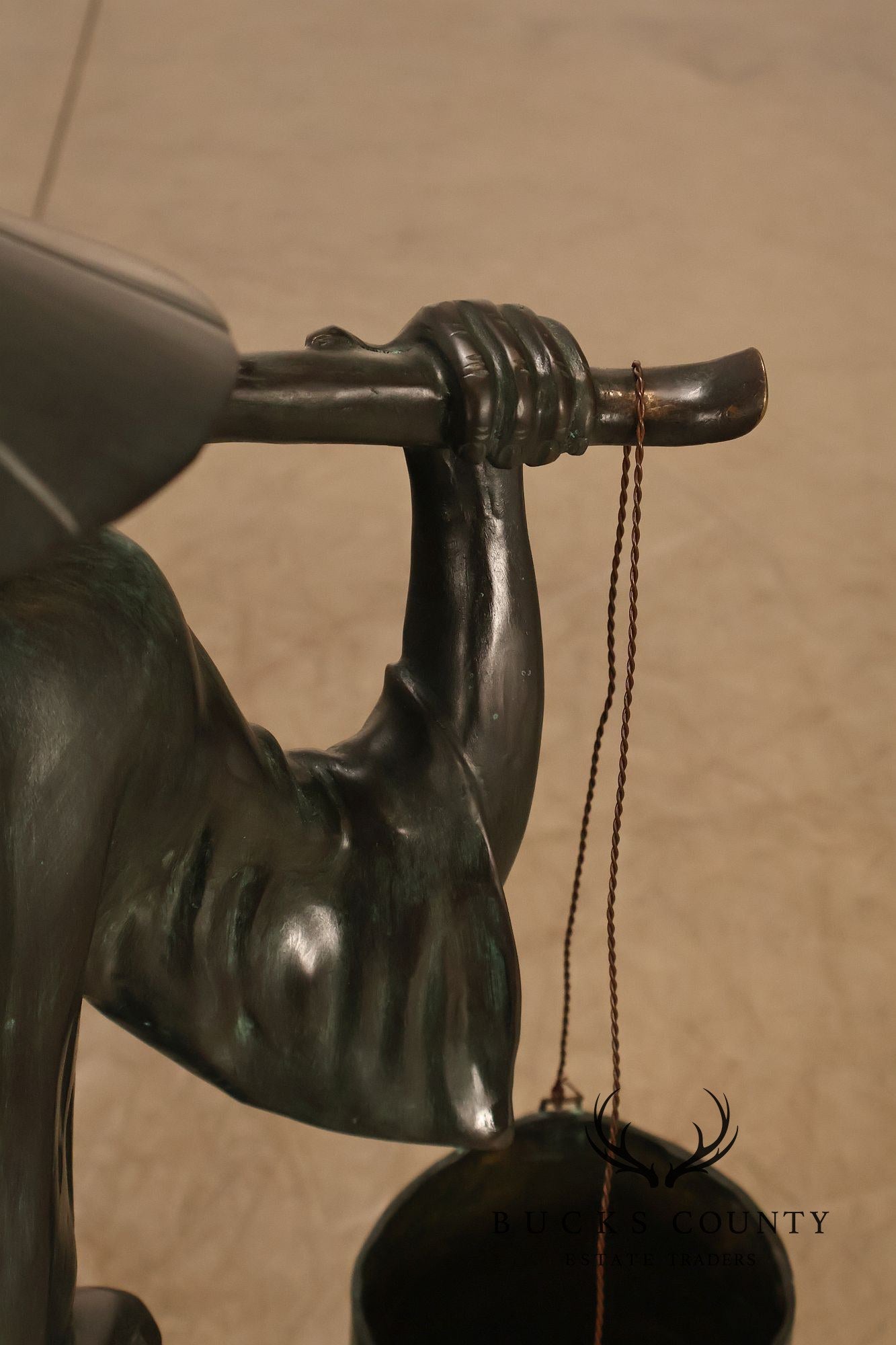 Asian Style Bronze Water Carrier Figural Sculpture