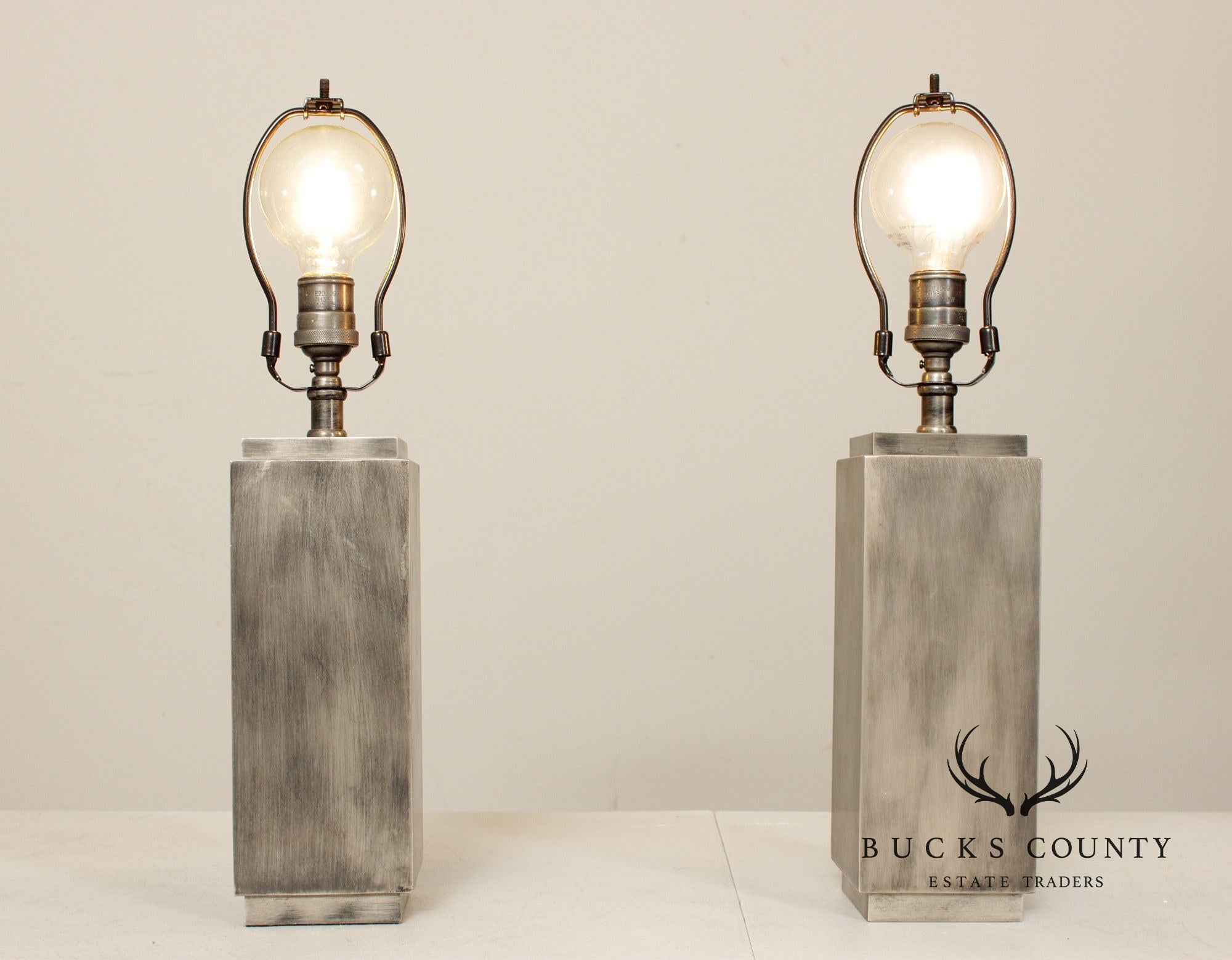 Restoration Hardware Pair of Square Column Table Lamps