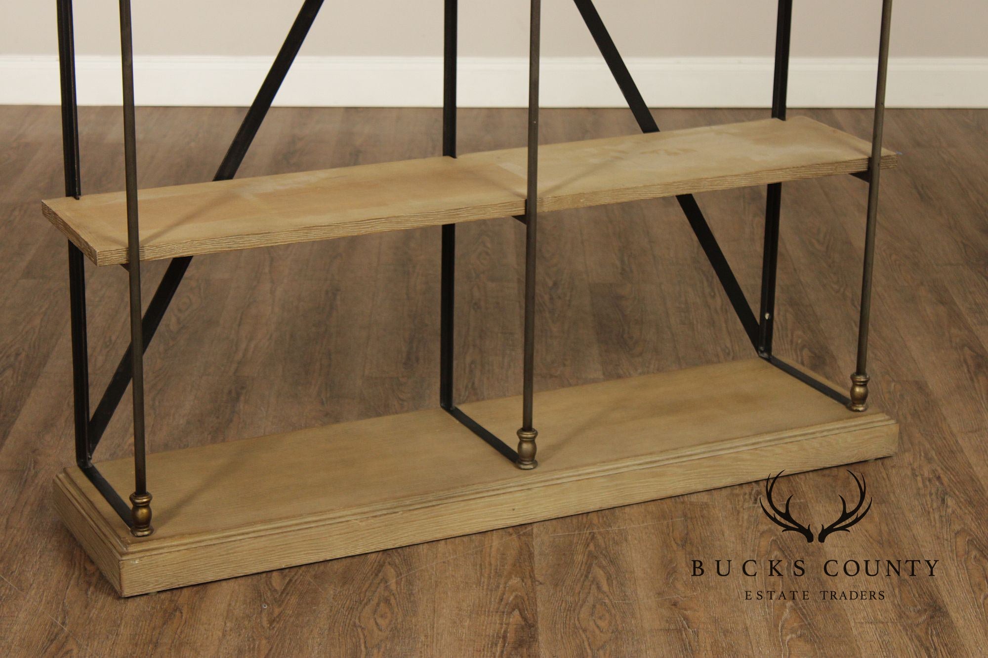 Transitional Industrial Style Iron And Wood Etagere Bookcase