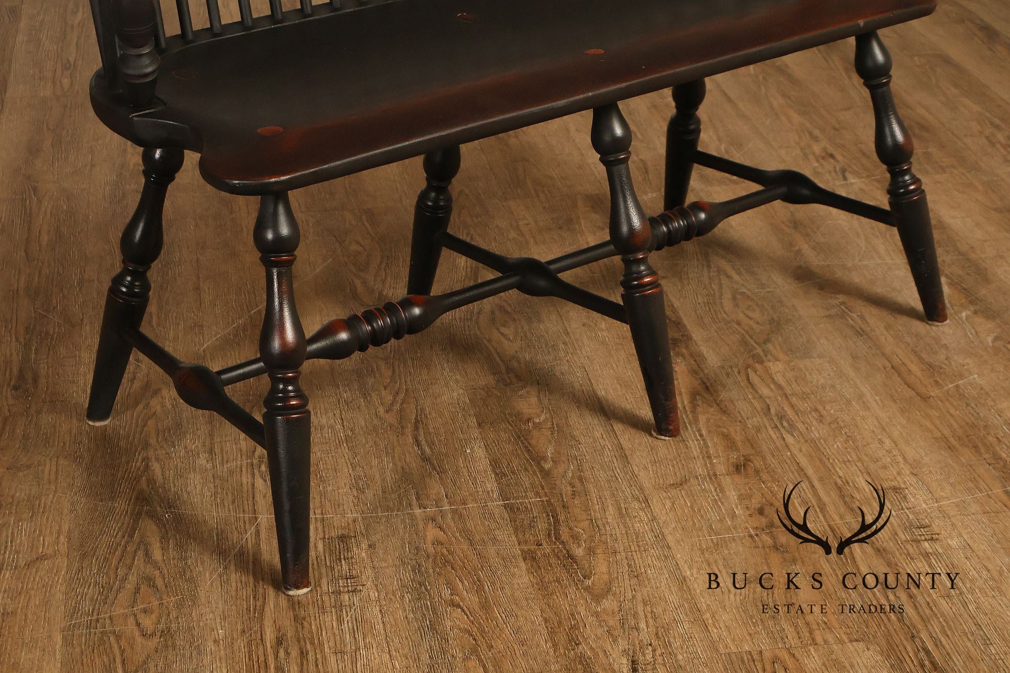 Custom Quality Black Painted Windsor Settee