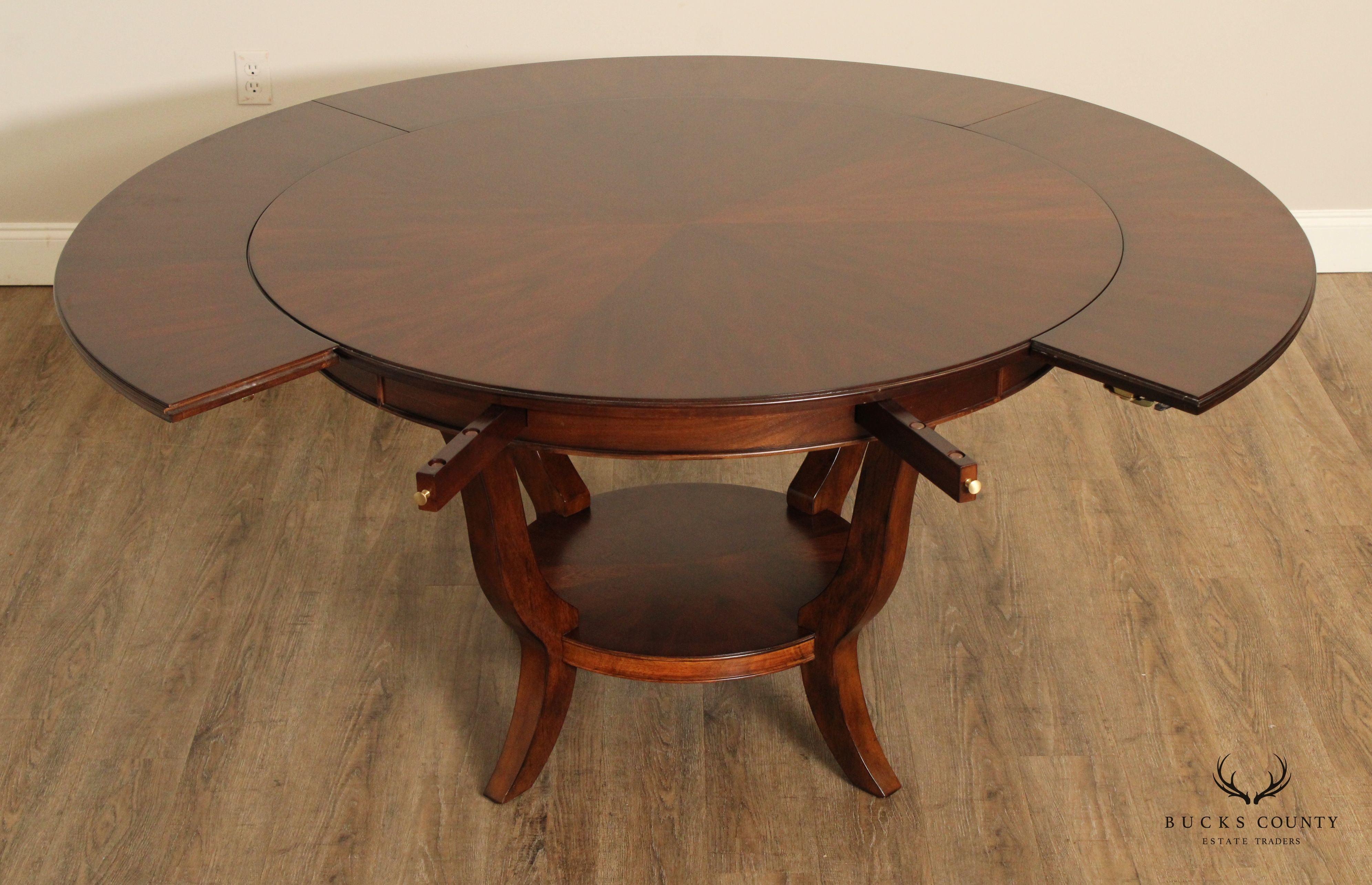 Stanley Furniture Round Expandable Sunburst Cherry Dining Table