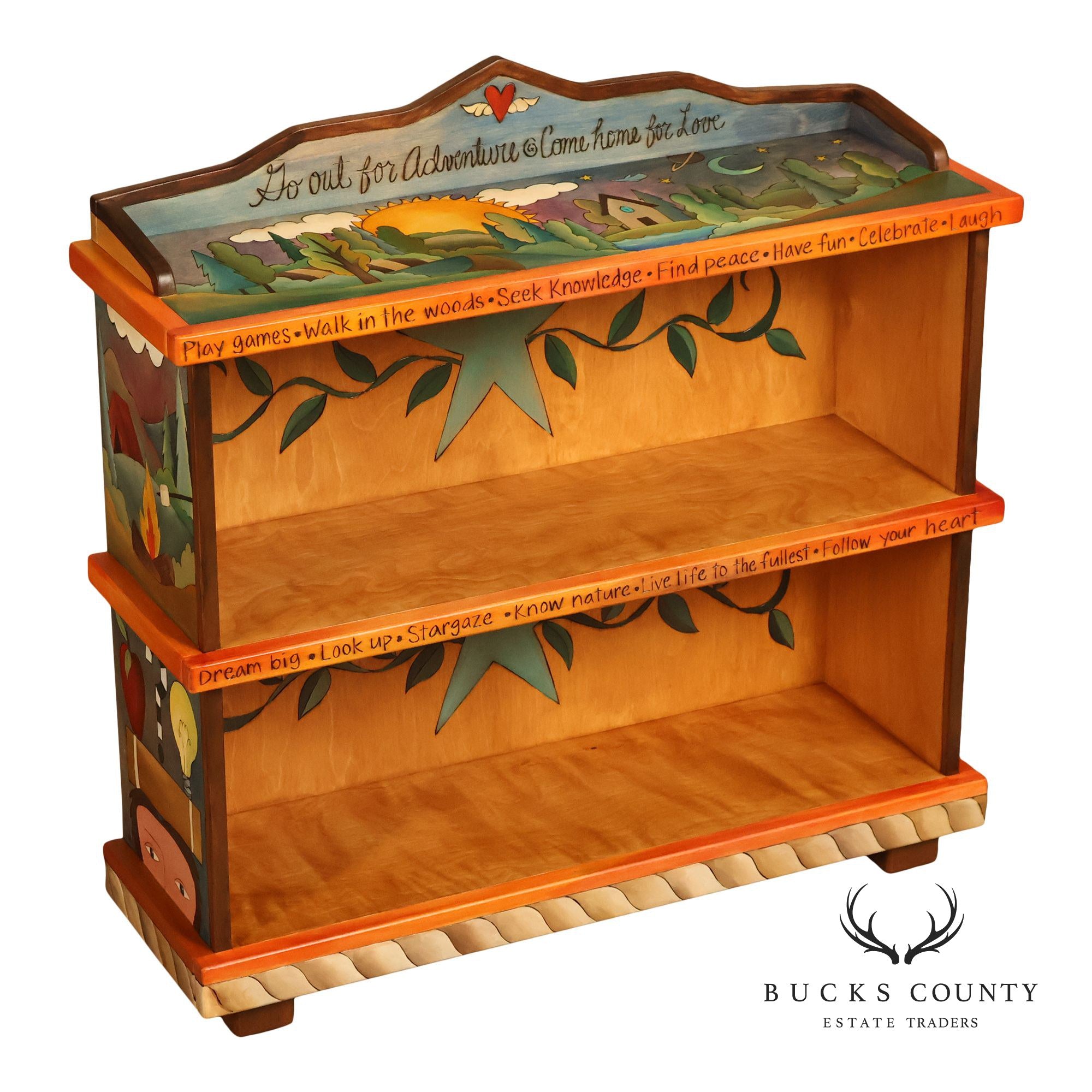 Sticks Artisan Hand Painted Open Bookcase