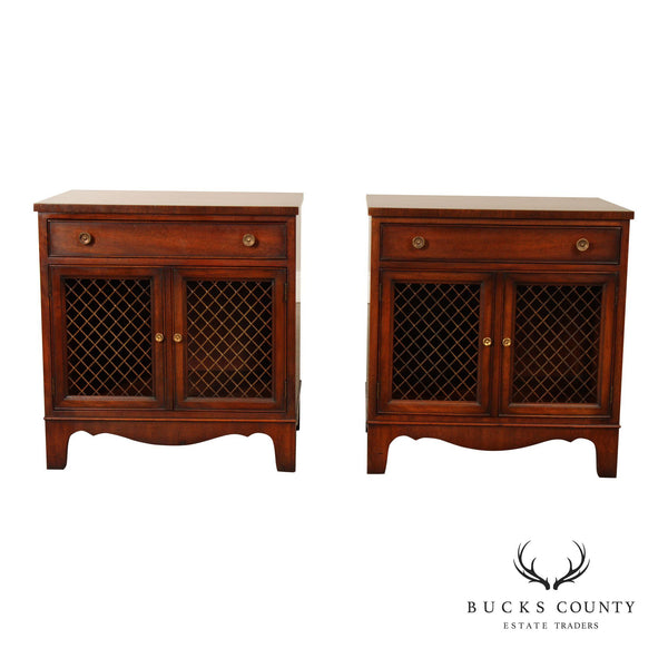 Kindel Furniture Regency Style Pair of Mahogany Cabinet Nightstands