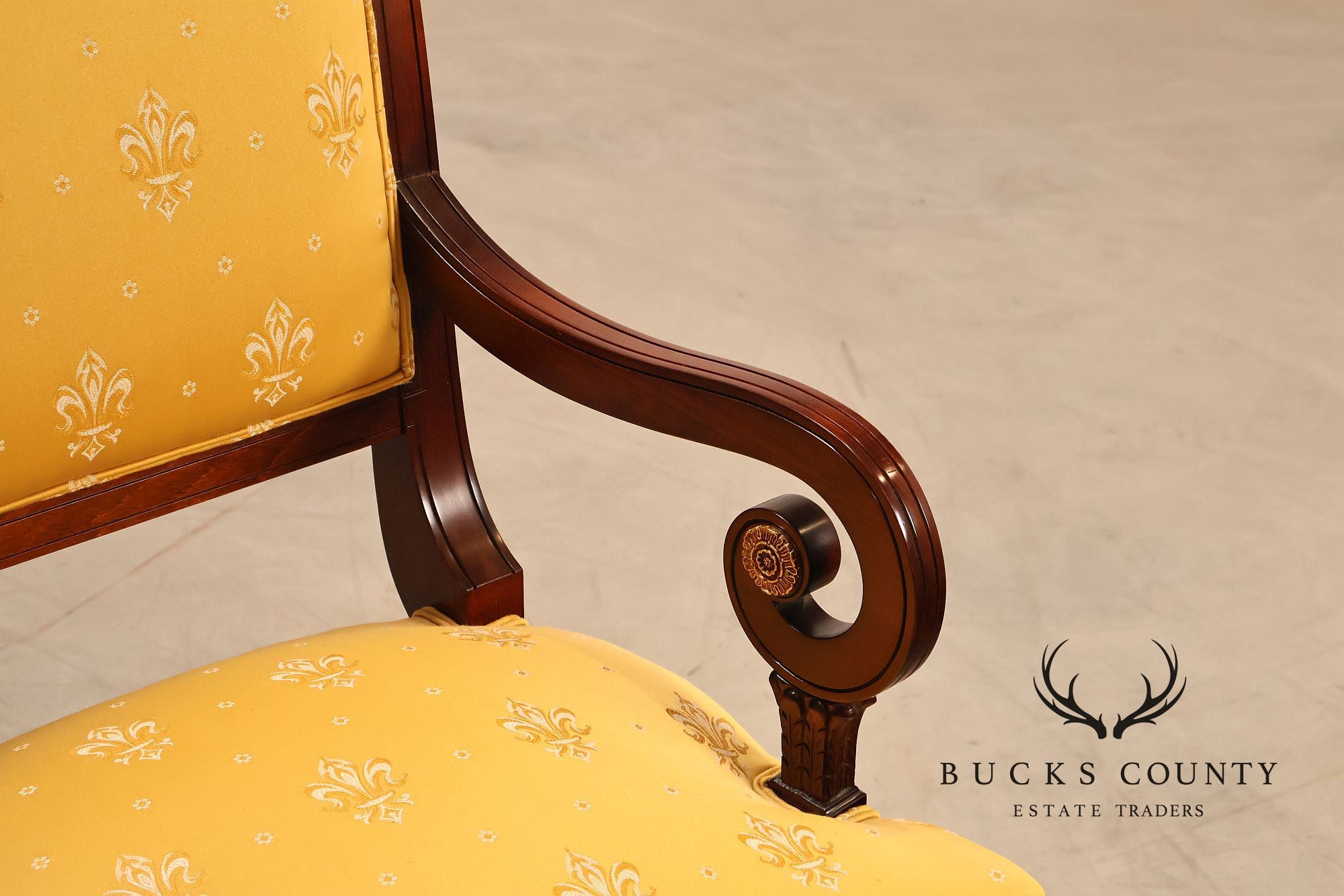 Neoclassical Empire Style Mahogany Open Armchair