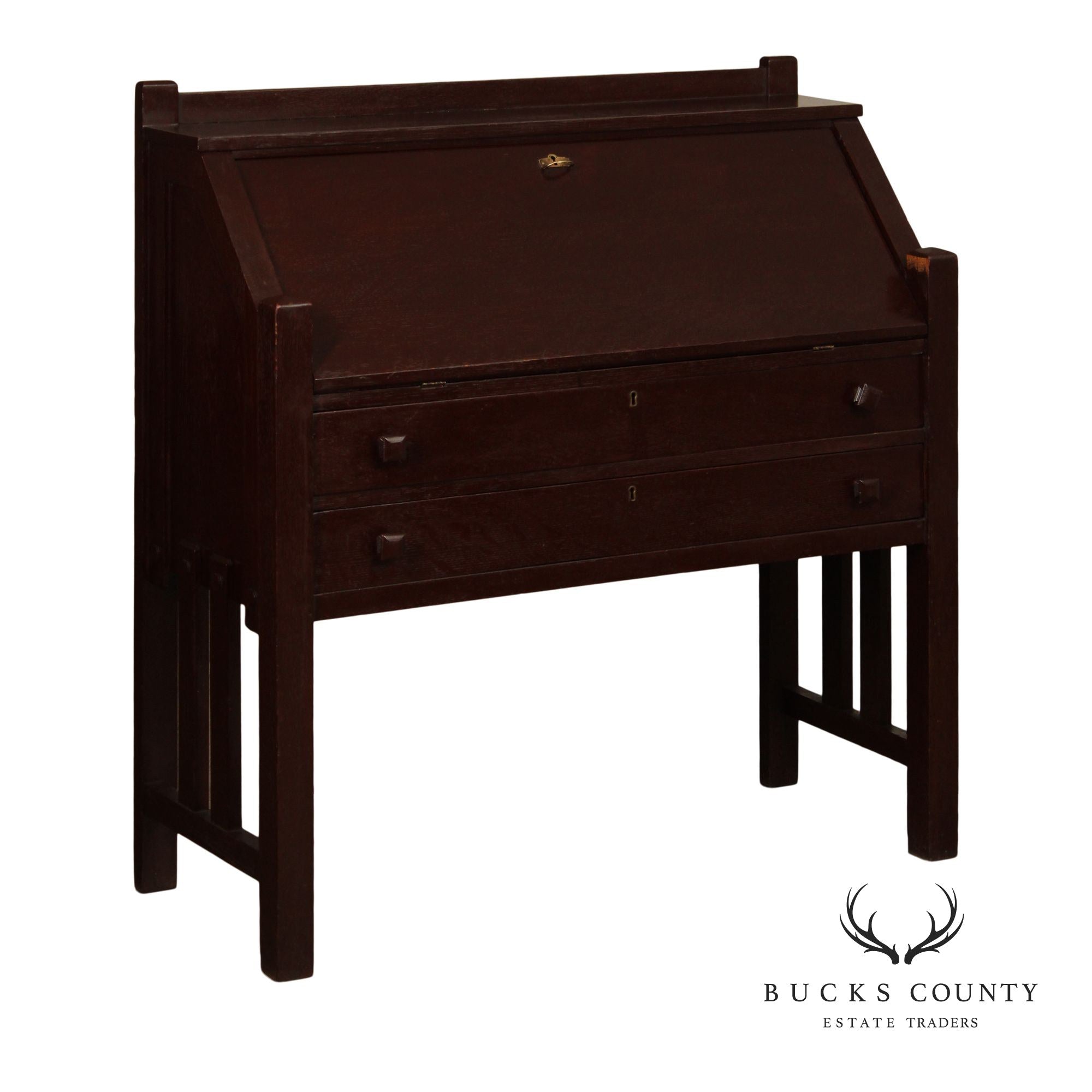 Antique Mission Oak Slant Front Writing Desk